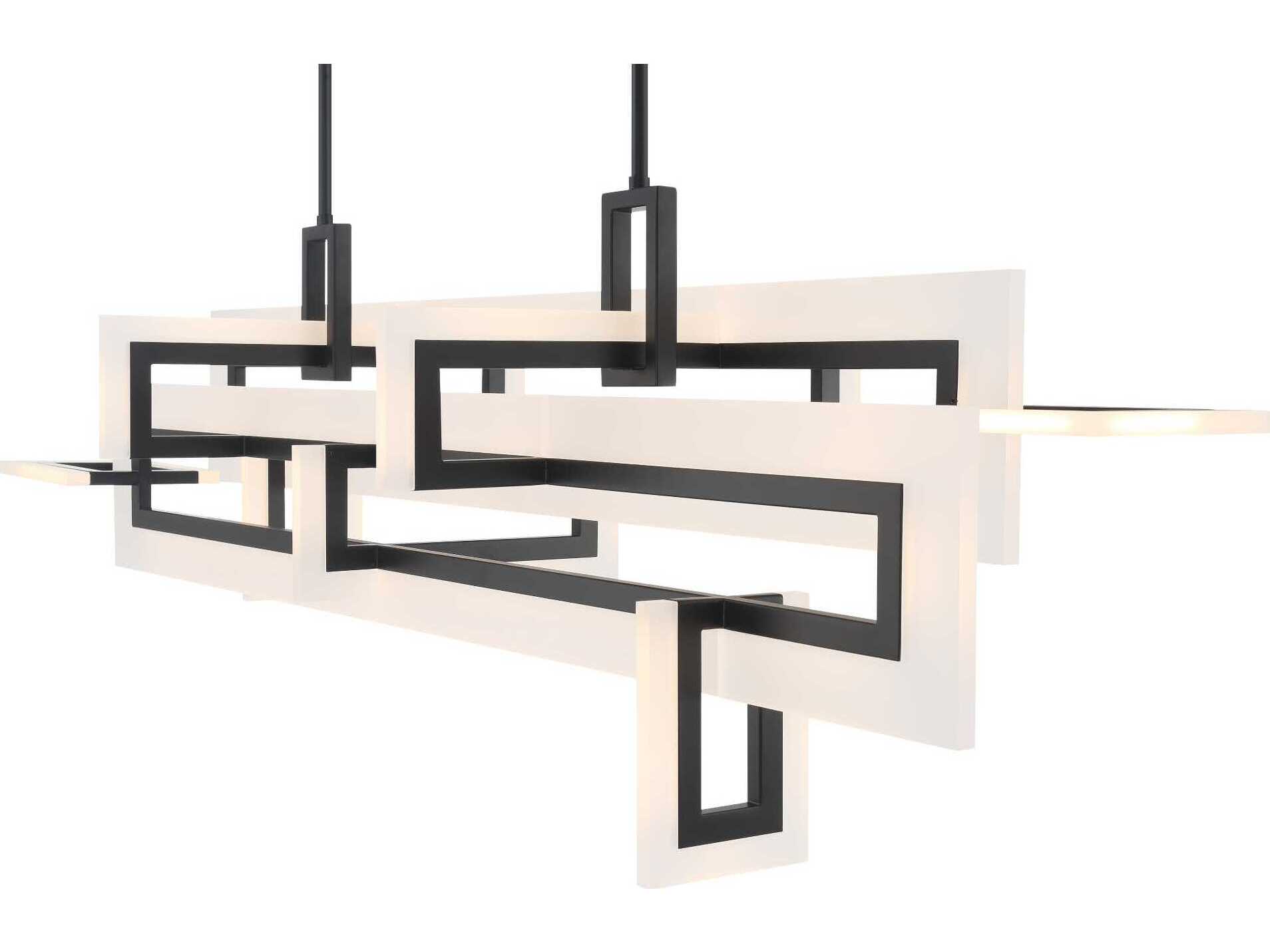 Eurofase Inizio 1-Light Black Geometric Linear Island Pendant