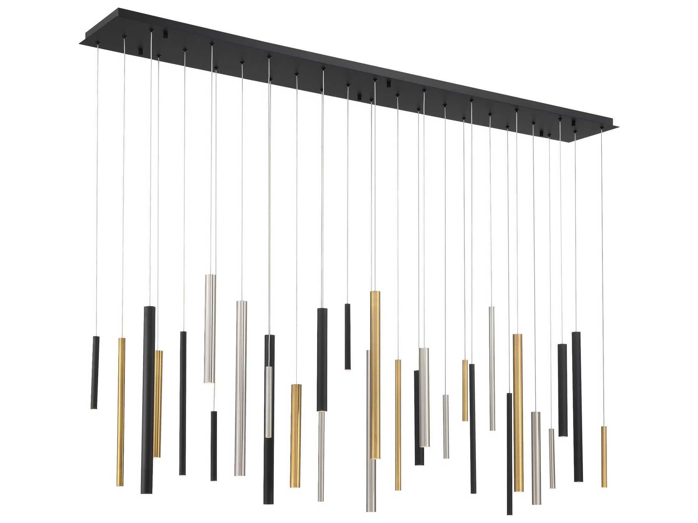 Eurofase Santana 30-Light Black Nickel Gold Geometric Linear Island Pendant