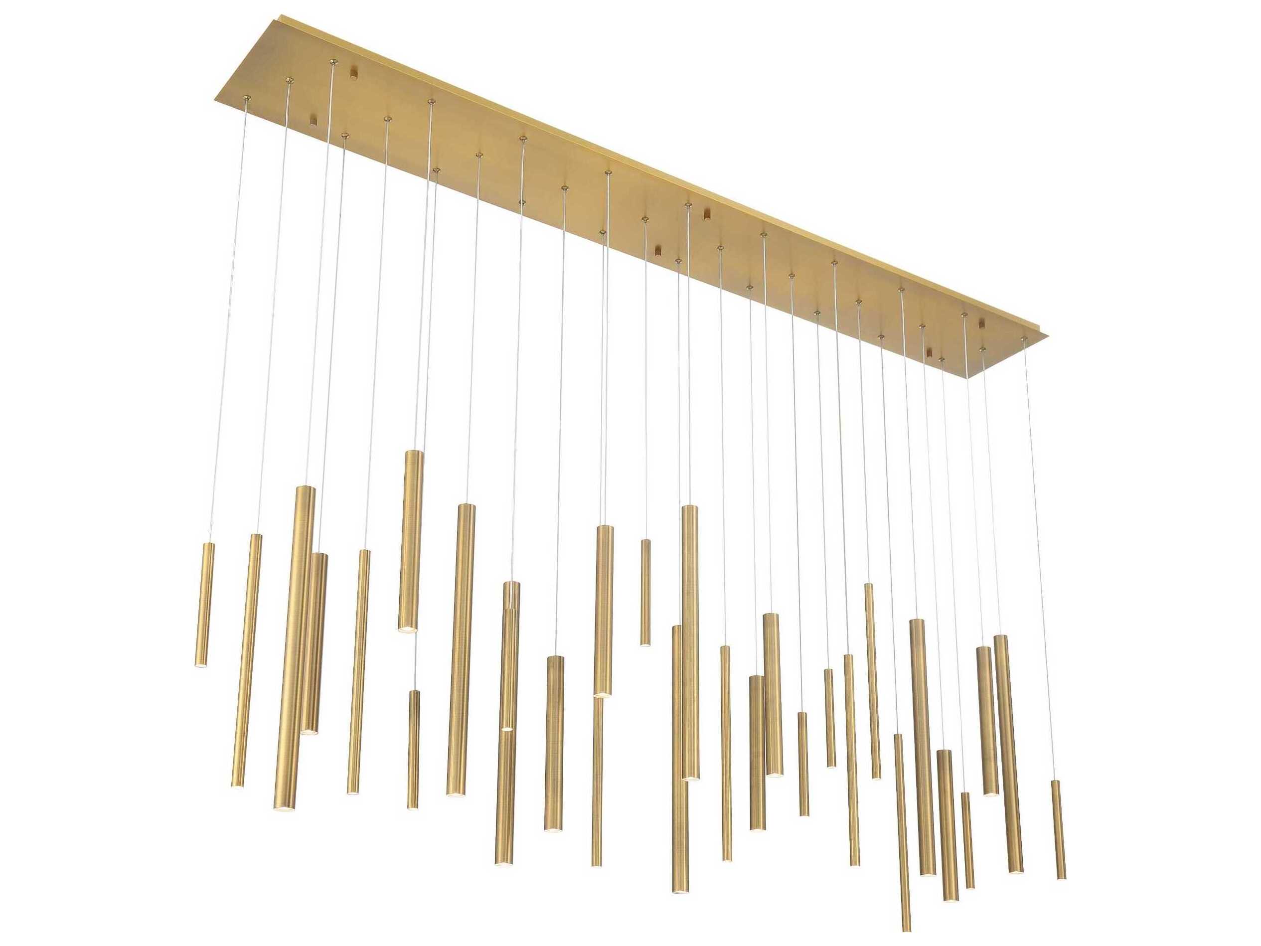 Eurofase Santana 30-Light Brass Geometric Linear Island Pendant