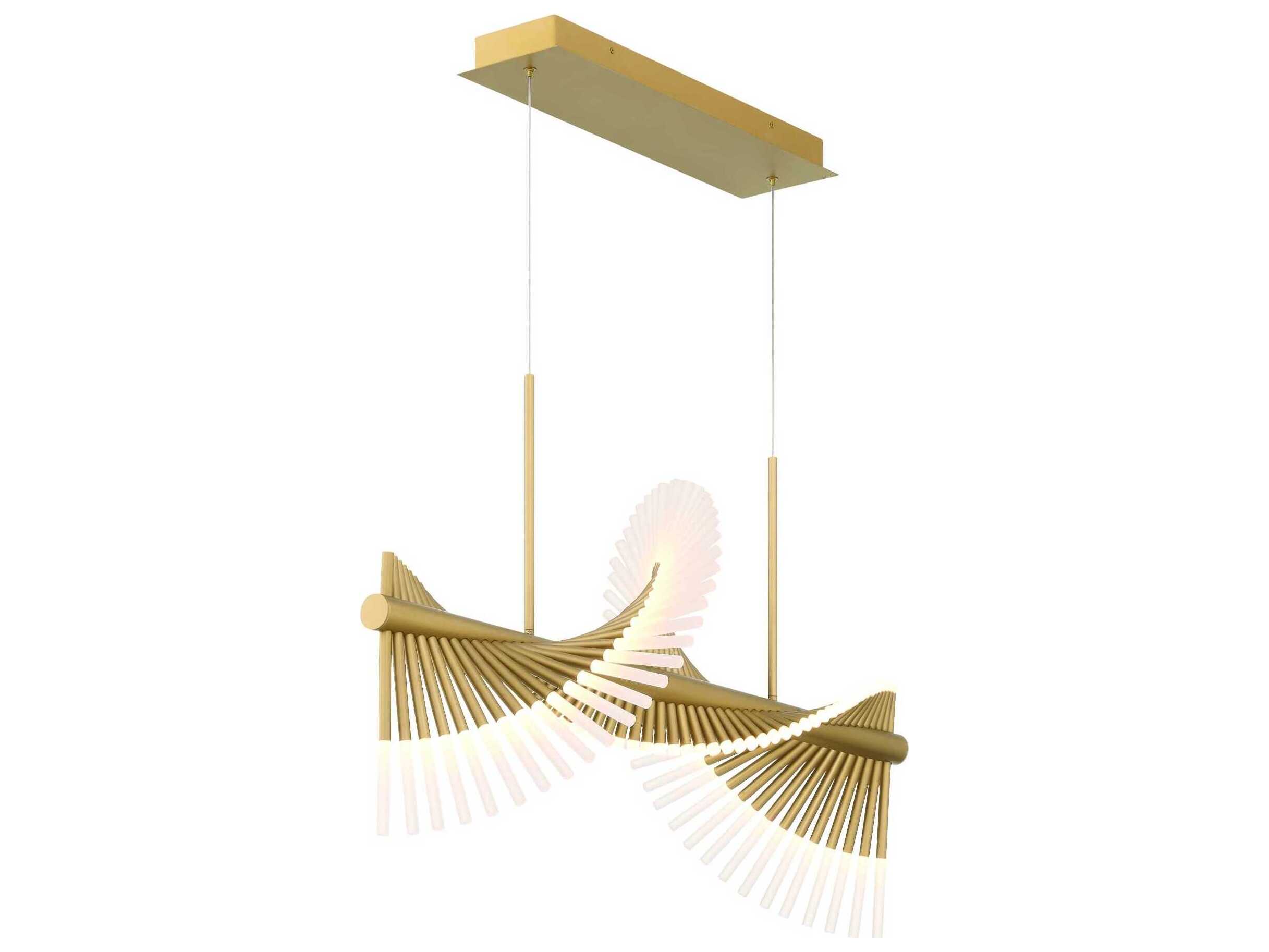 Eurofase Voltik 120-Light Gold Geometric Linear Island Pendant