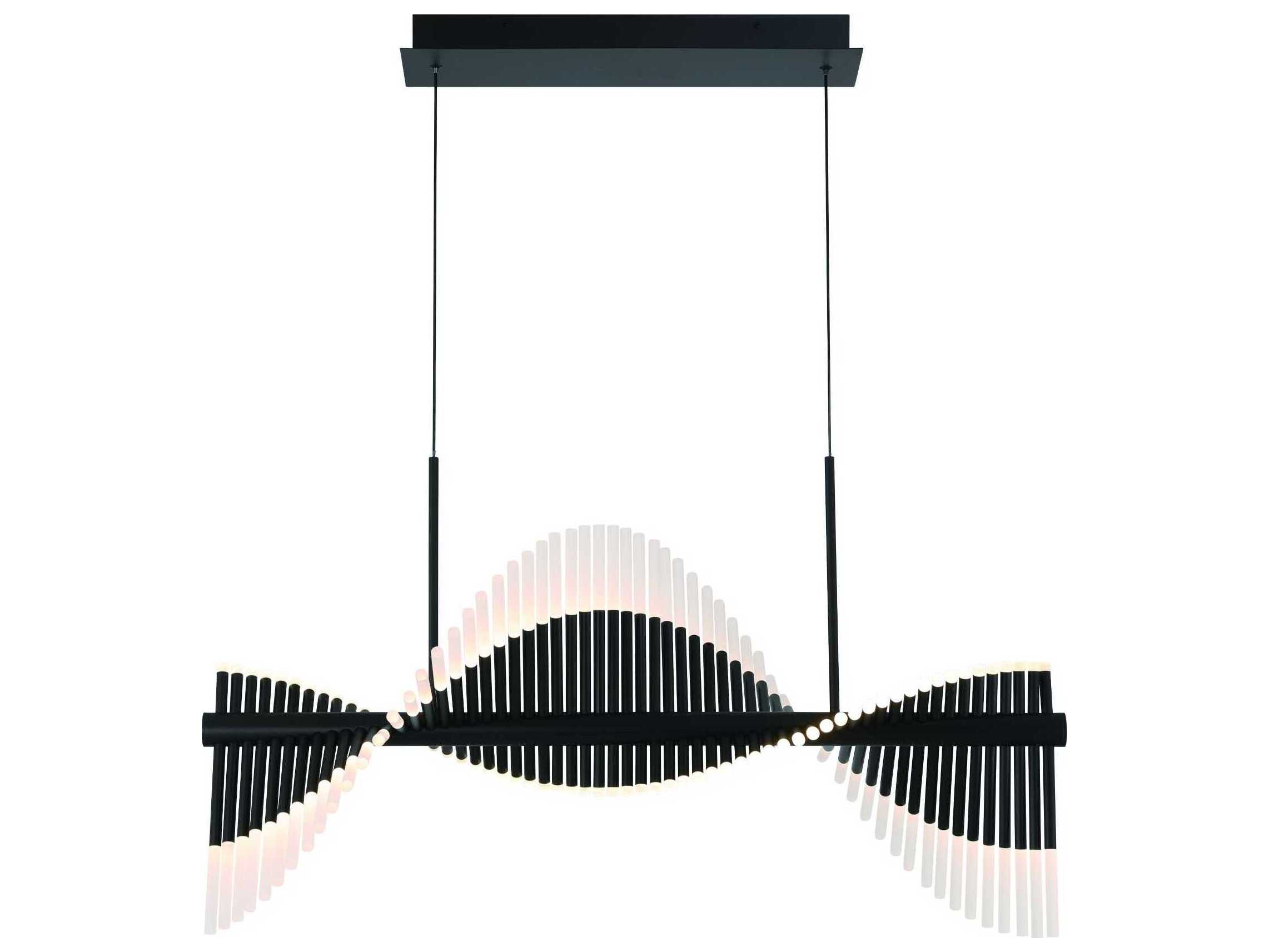 Eurofase Voltik 120-Light Black Geometric Linear Island Pendant