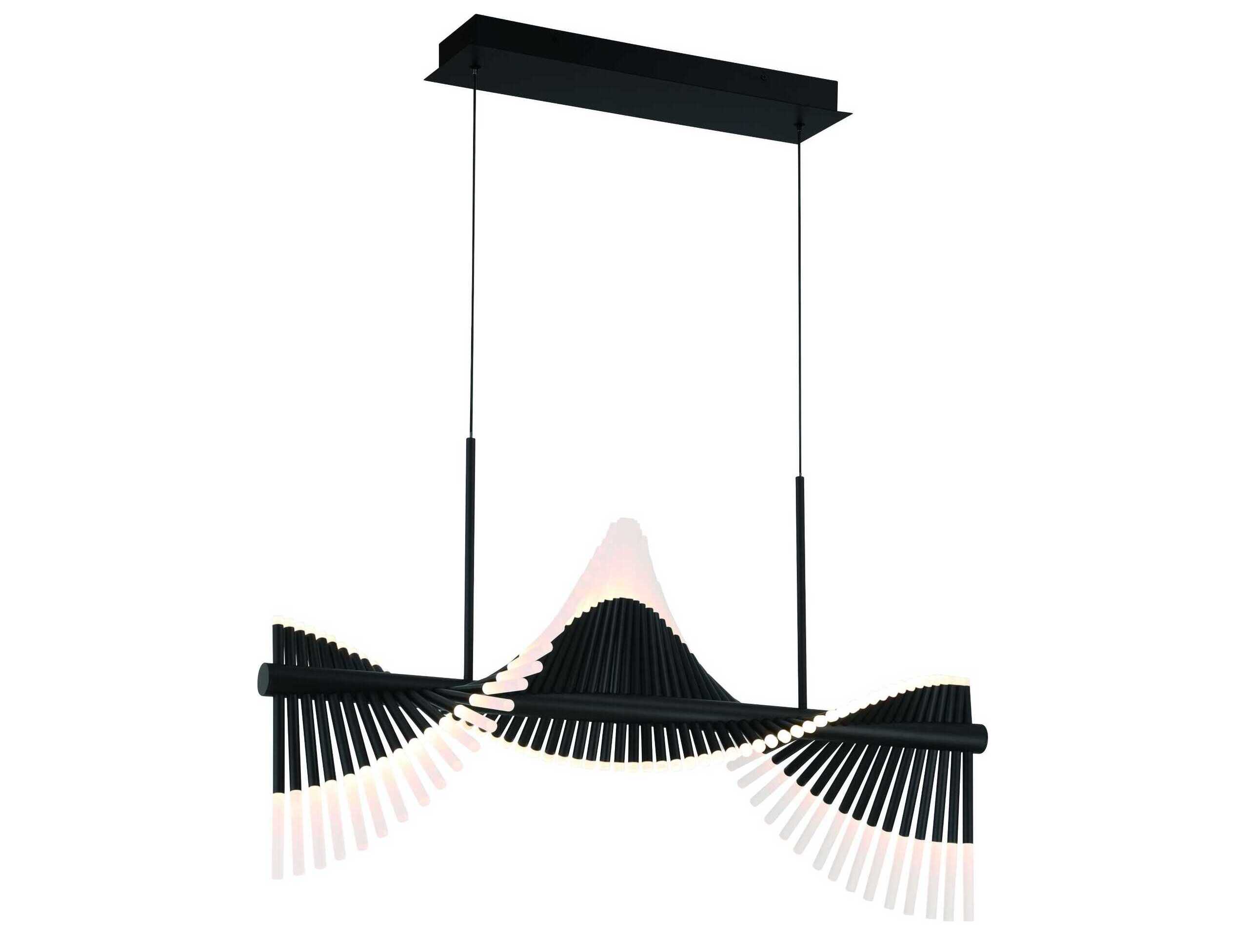 Eurofase Voltik 120-Light Black Geometric Linear Island Pendant