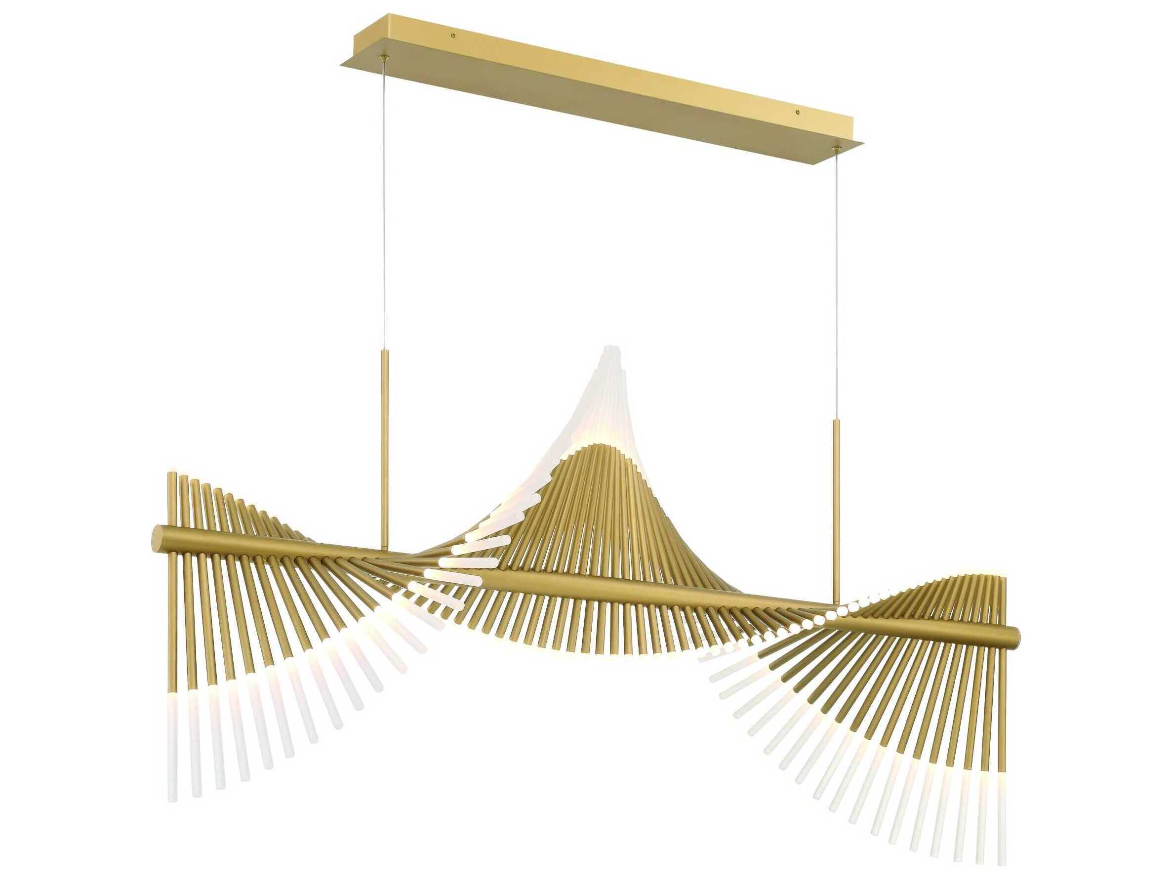 Eurofase Voltik 144-Light Gold Geometric Linear Island Pendant