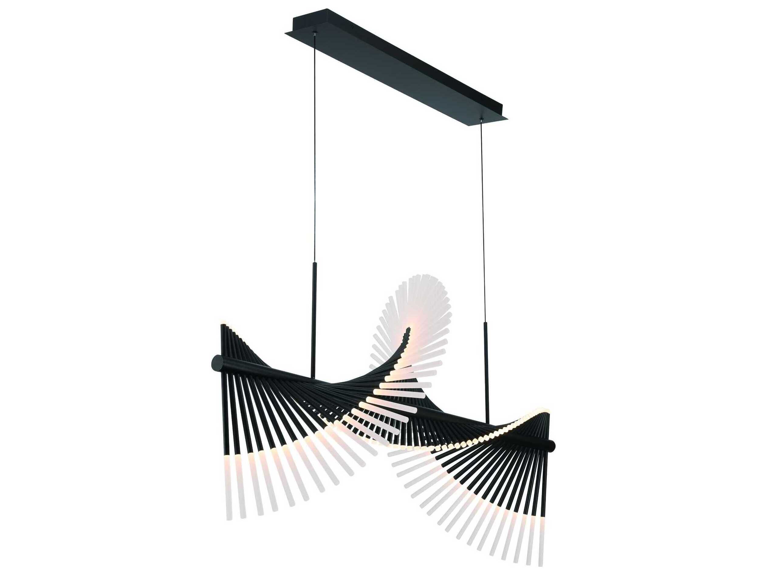 Eurofase Voltik 144-Light Black Geometric Linear Island Pendant