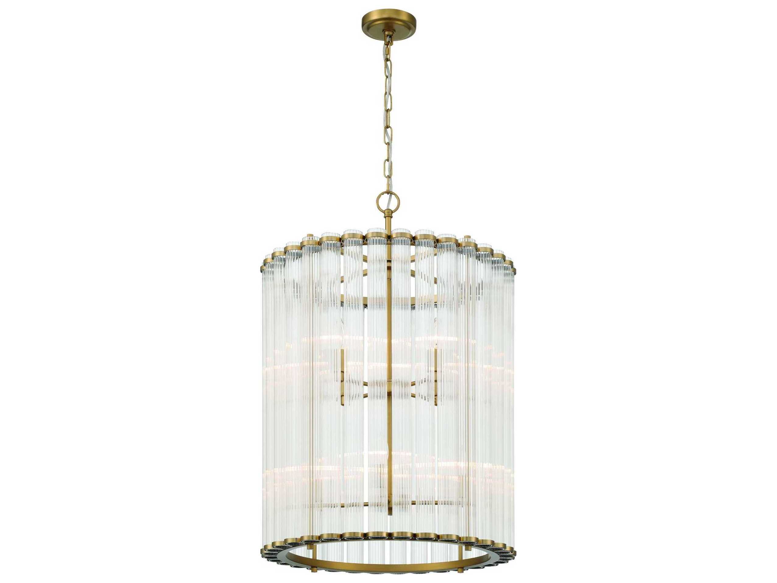 Eurofase Glasbury 8-Light Gold Cylinder Pendant