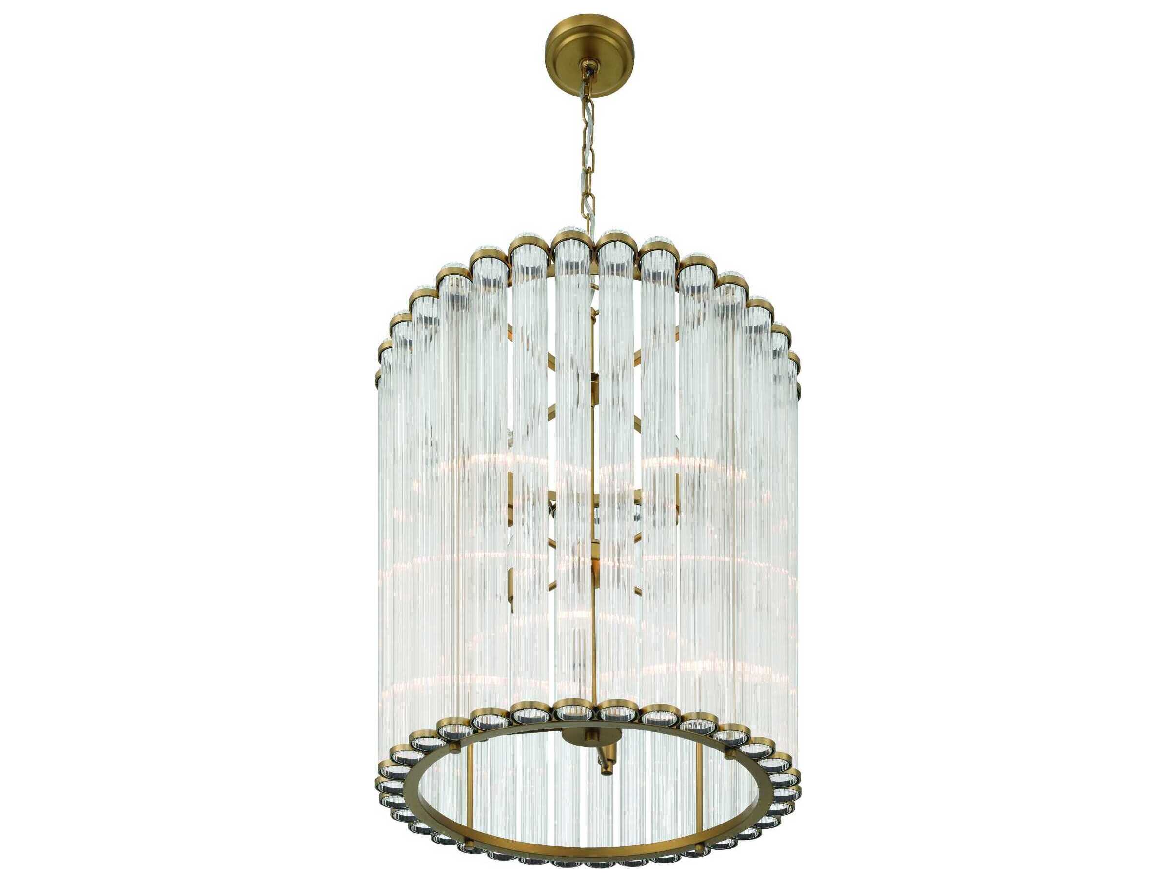 Eurofase Glasbury 8-Light Gold Cylinder Pendant