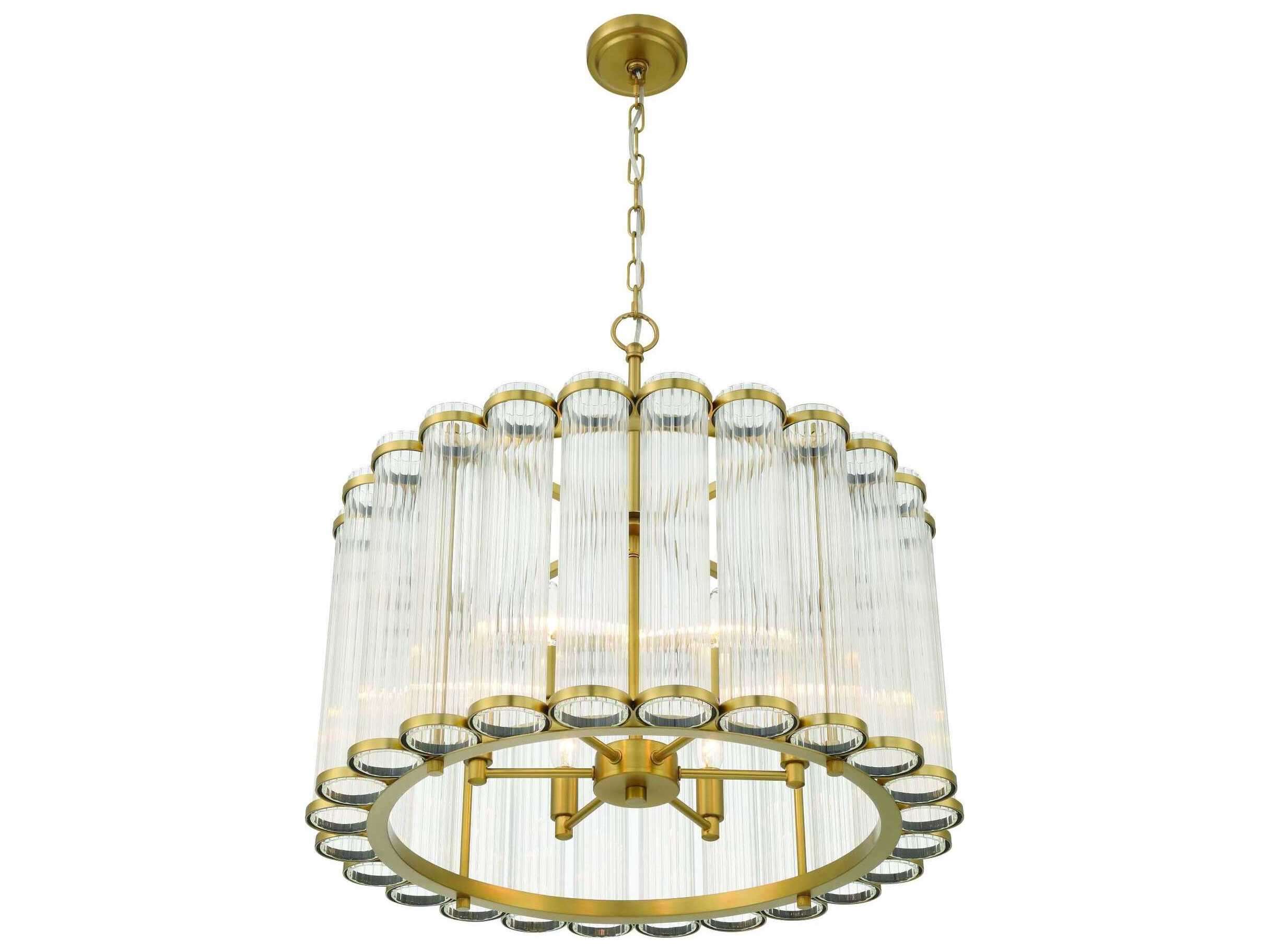 Eurofase Glasbury 6-Light Gold Drum Chandelier