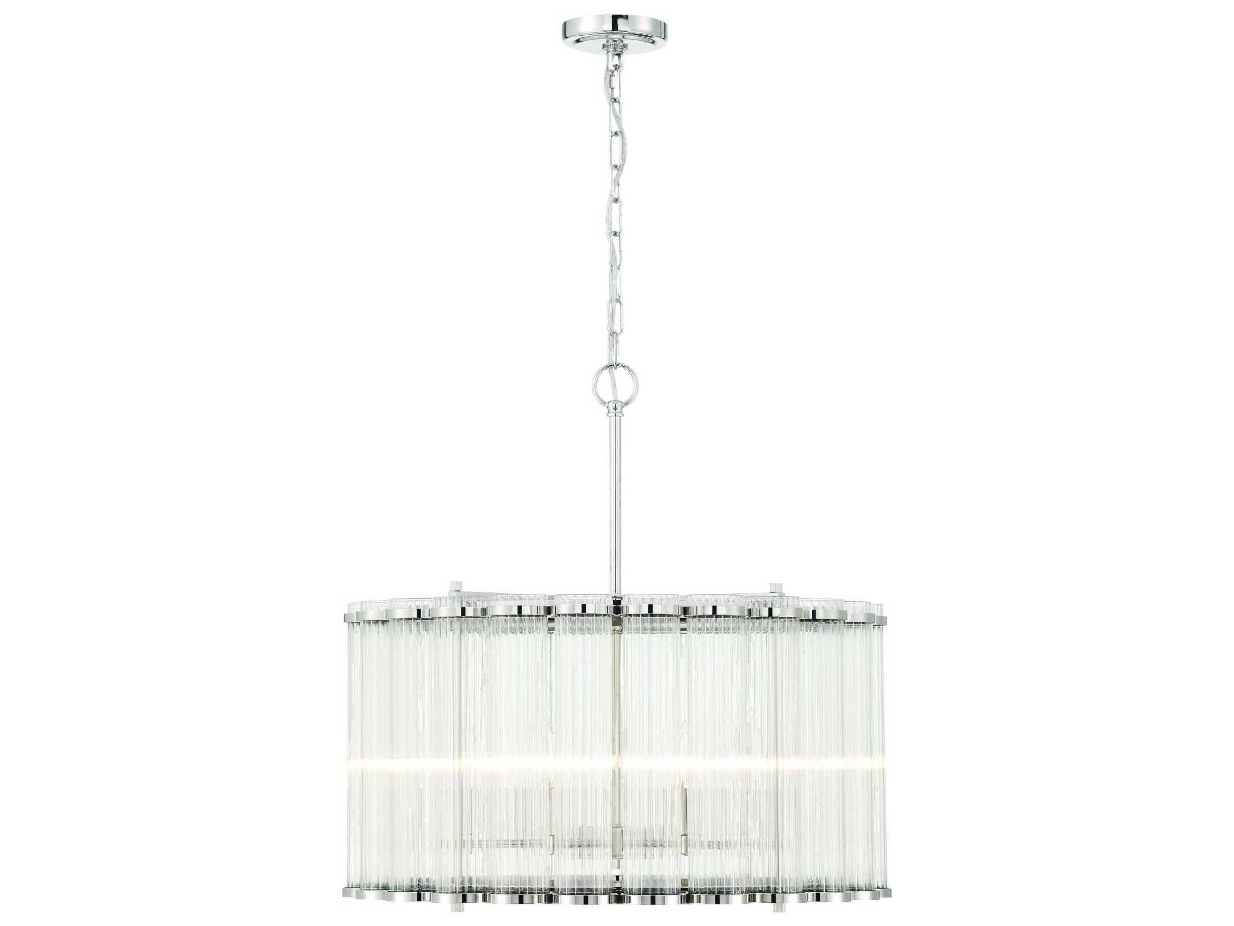 Eurofase Glasbury 6-Light Nickel Drum Chandelier