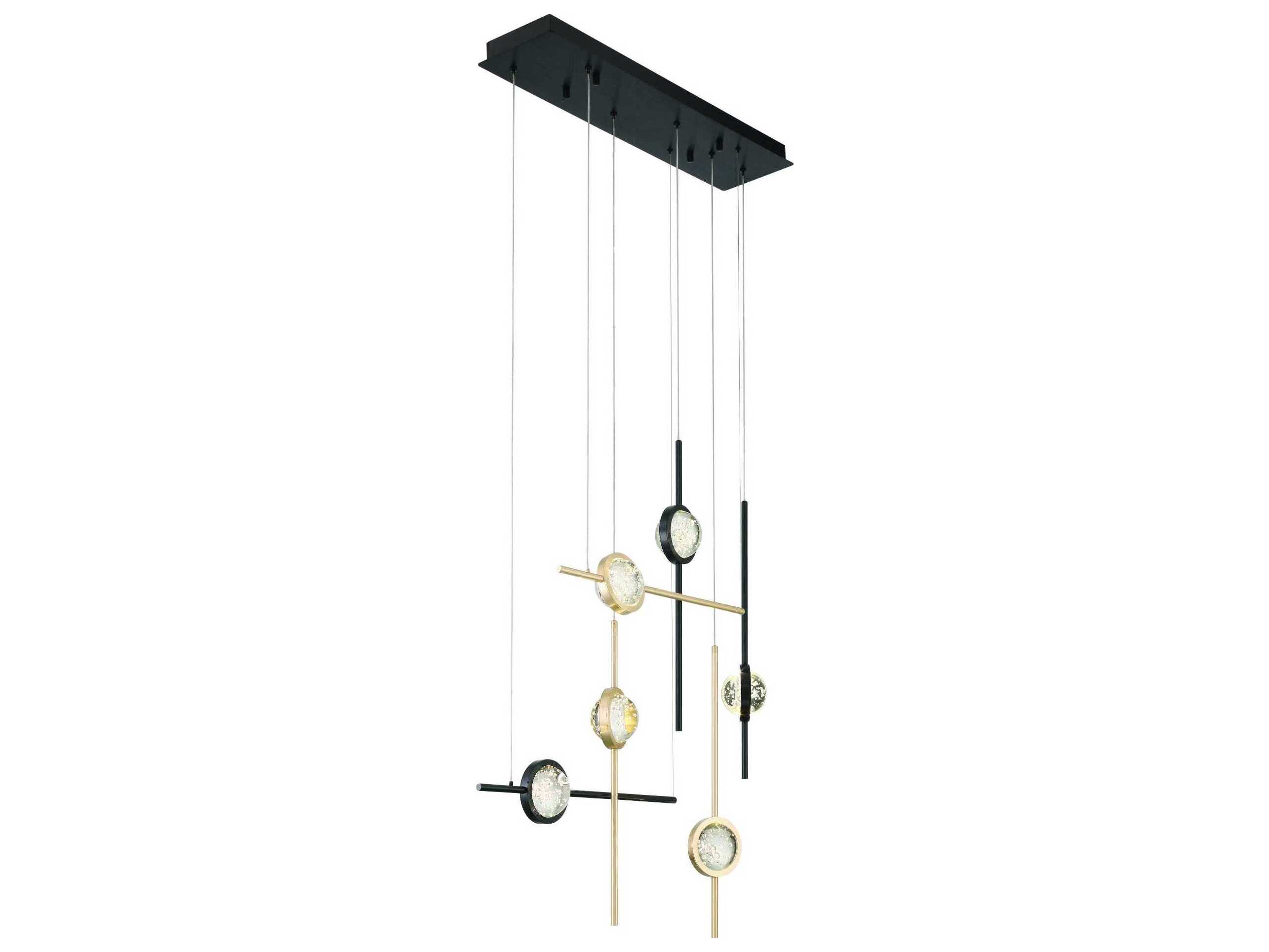 Eurofase Barletta 6-Light Black Linear Island Pendant