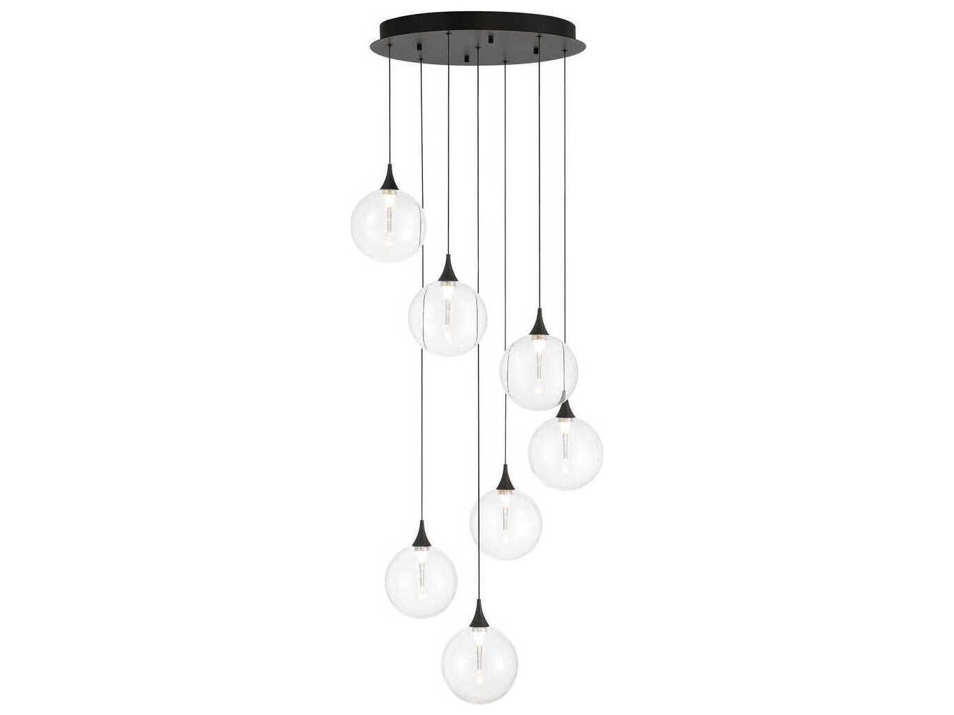 Eurofase Iissa 7-Light Black Globe Pendant