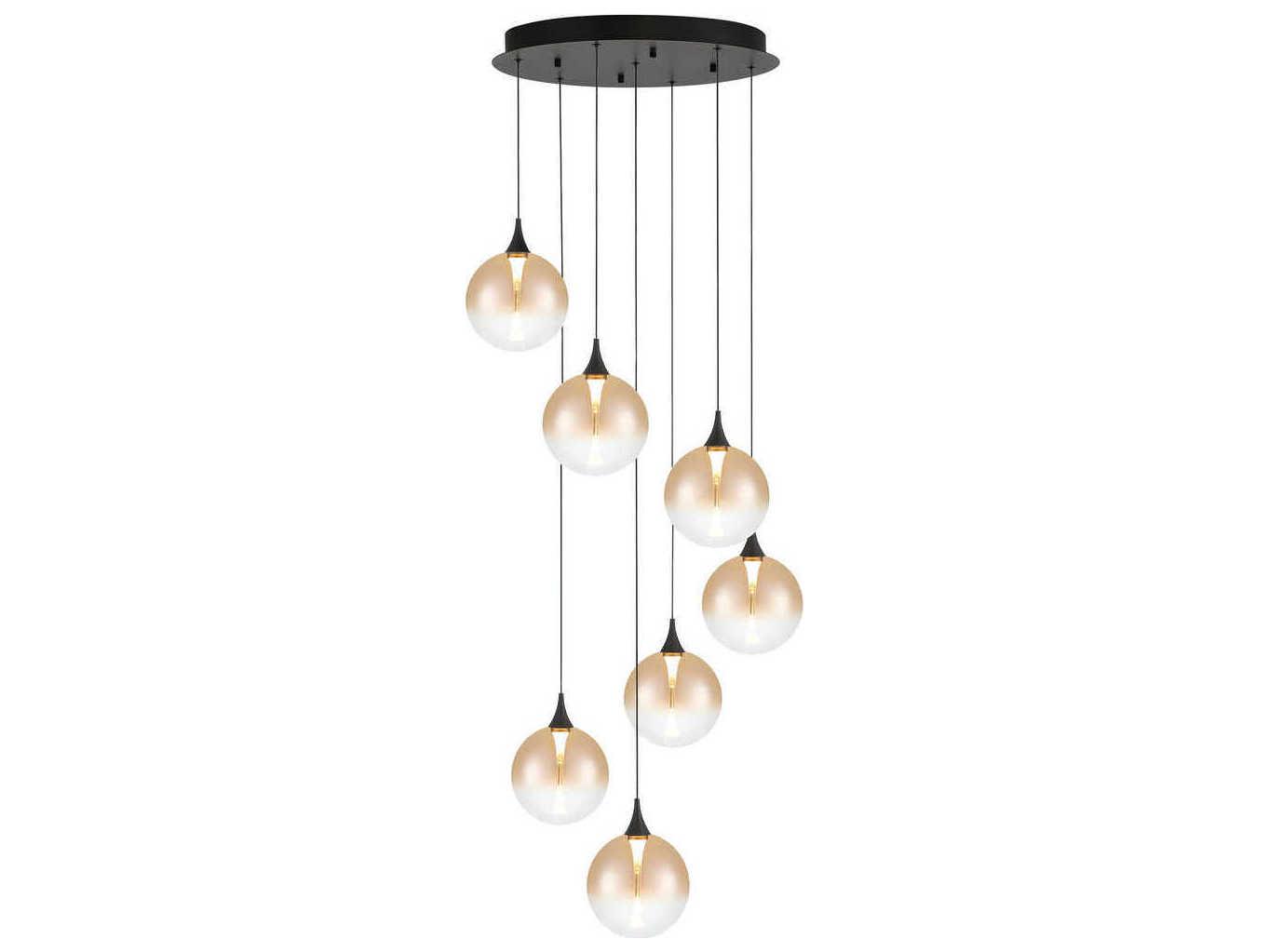 Eurofase Iissa 7-Light Black Globe Pendant