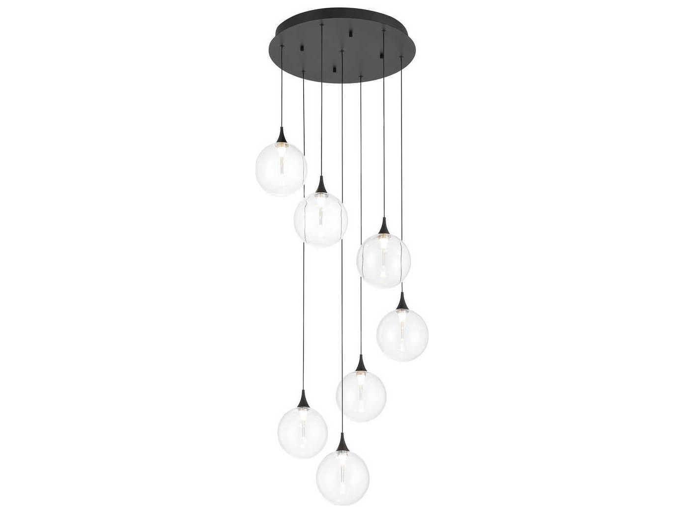 Eurofase Iissa 7-Light Black Globe Pendant