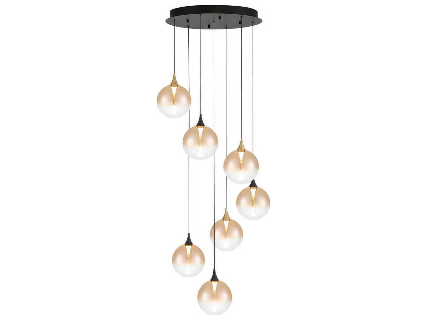 Eurofase Iissa 7-Light Gold Black Globe Pendant