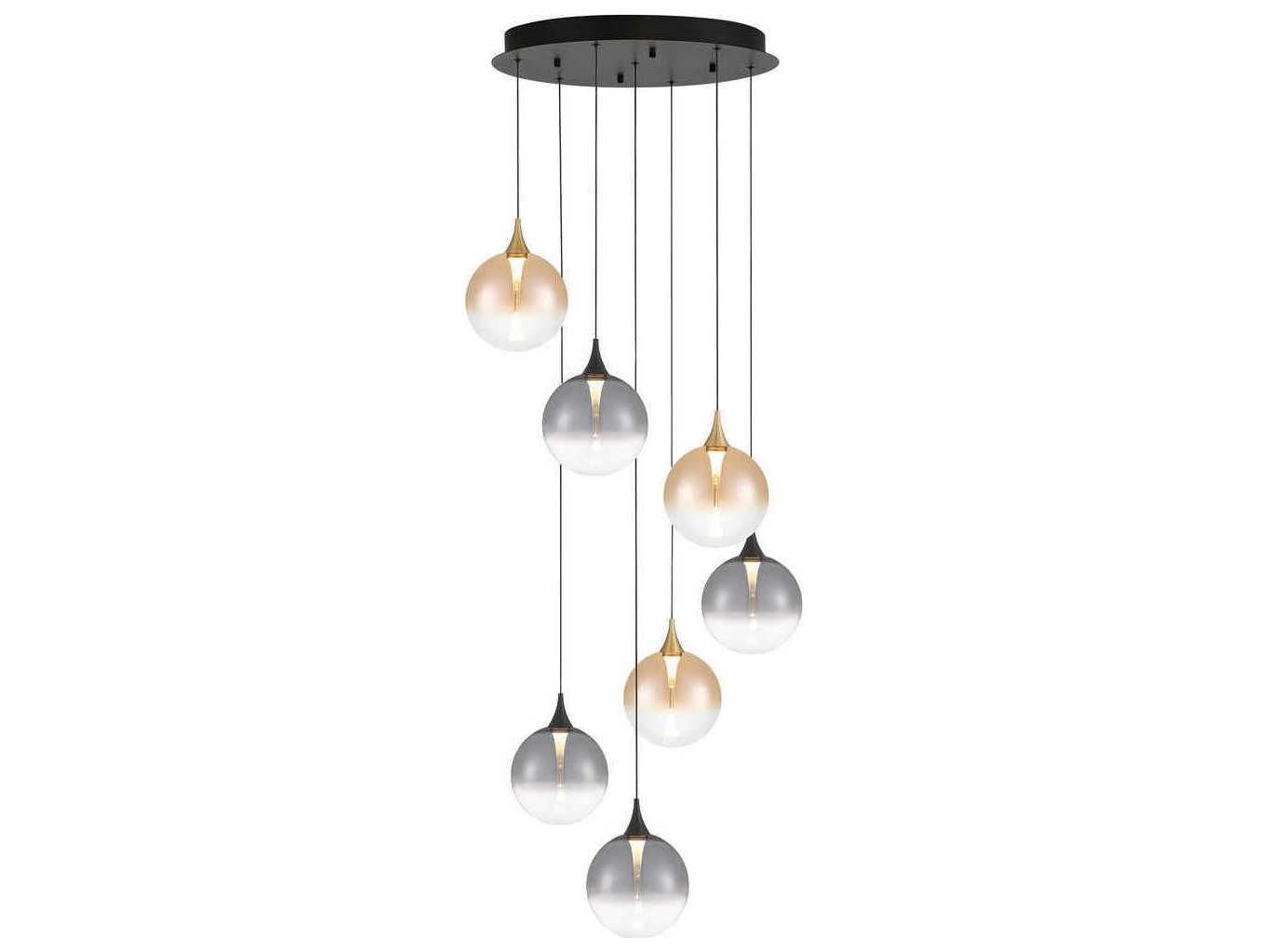 Eurofase Iissa 7-Light Gold Black Globe Pendant