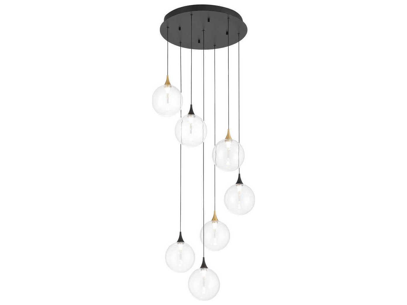 Eurofase Iissa 7-Light Gold Black Globe Pendant