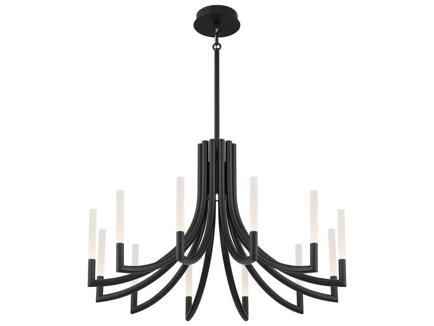 Eurofase Olette 12-Light Black Linear Chandelier