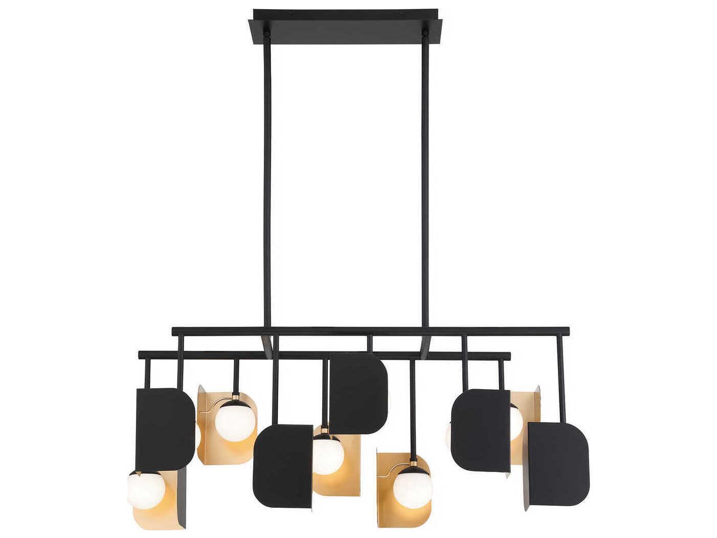 Eurofase Cornice 10-Light Gold Black Geometric Island Pendant