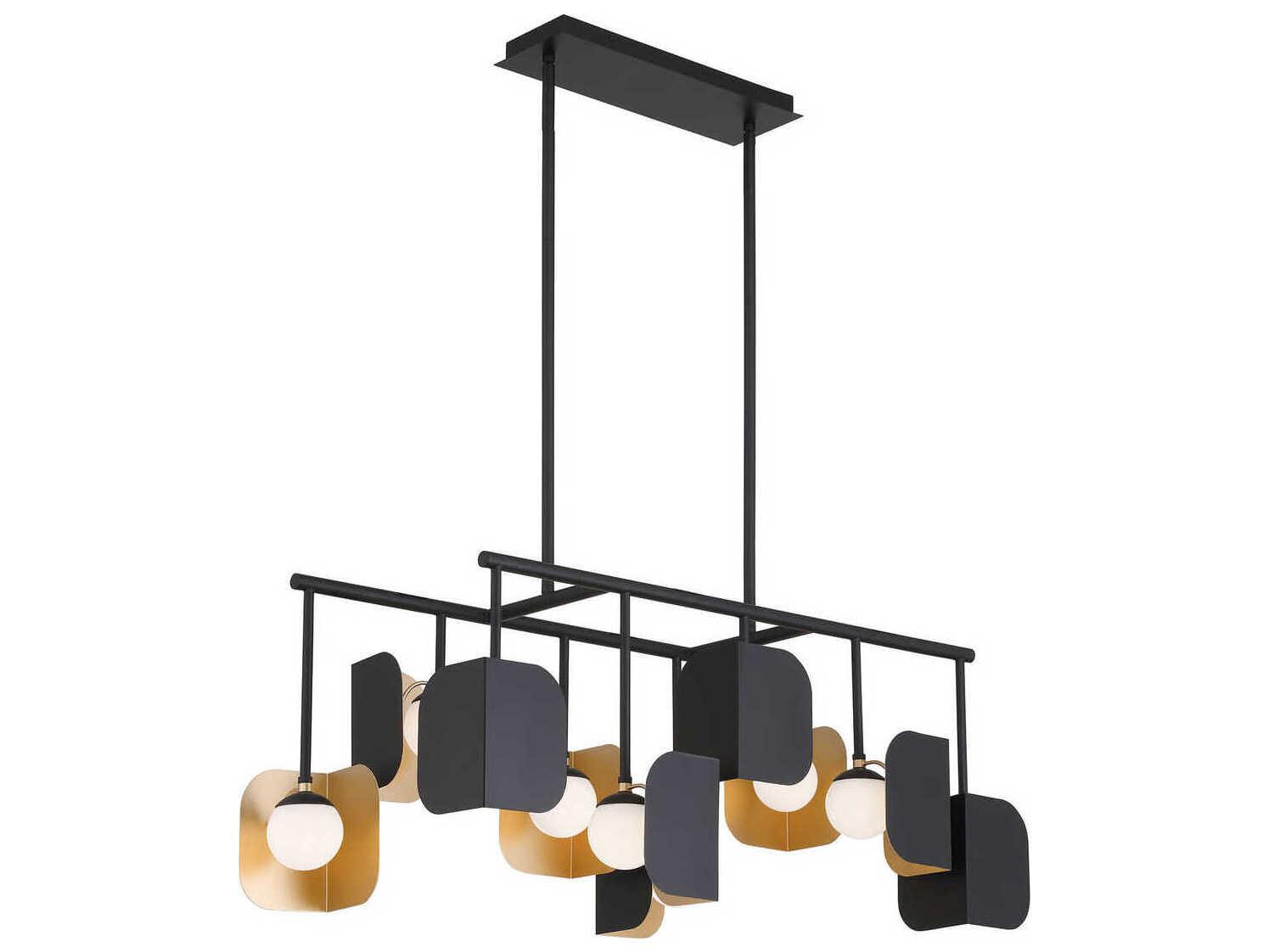 Eurofase Cornice 10-Light Gold Black Geometric Island Pendant
