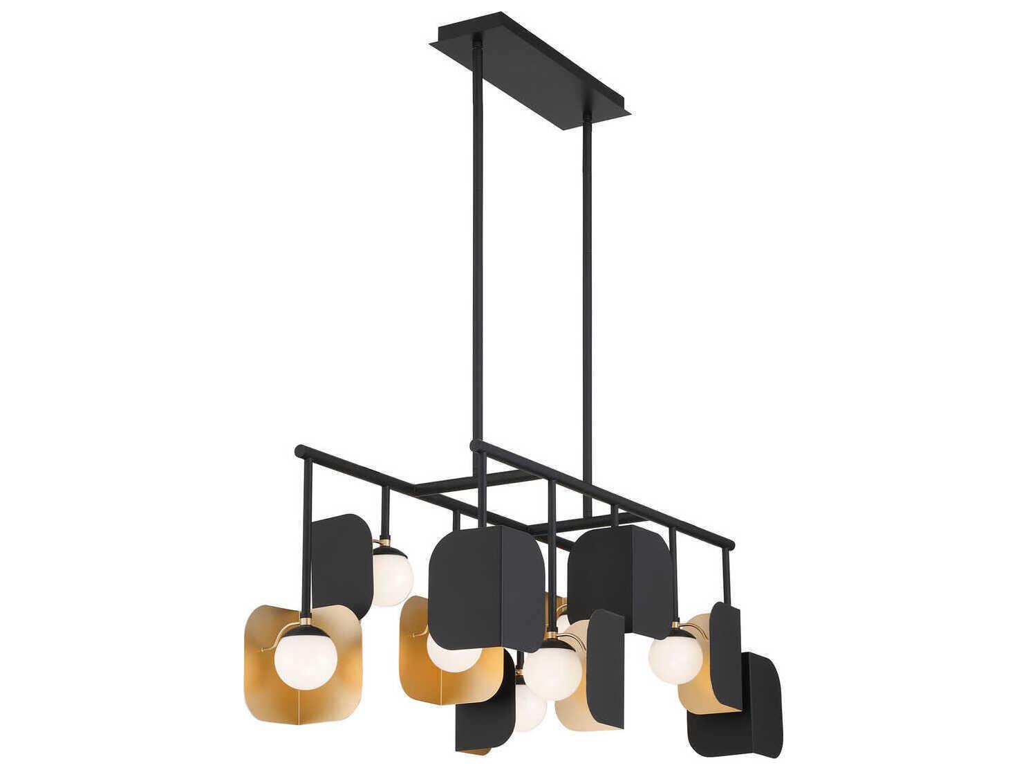 Eurofase Cornice 10-Light Gold Black Geometric Island Pendant