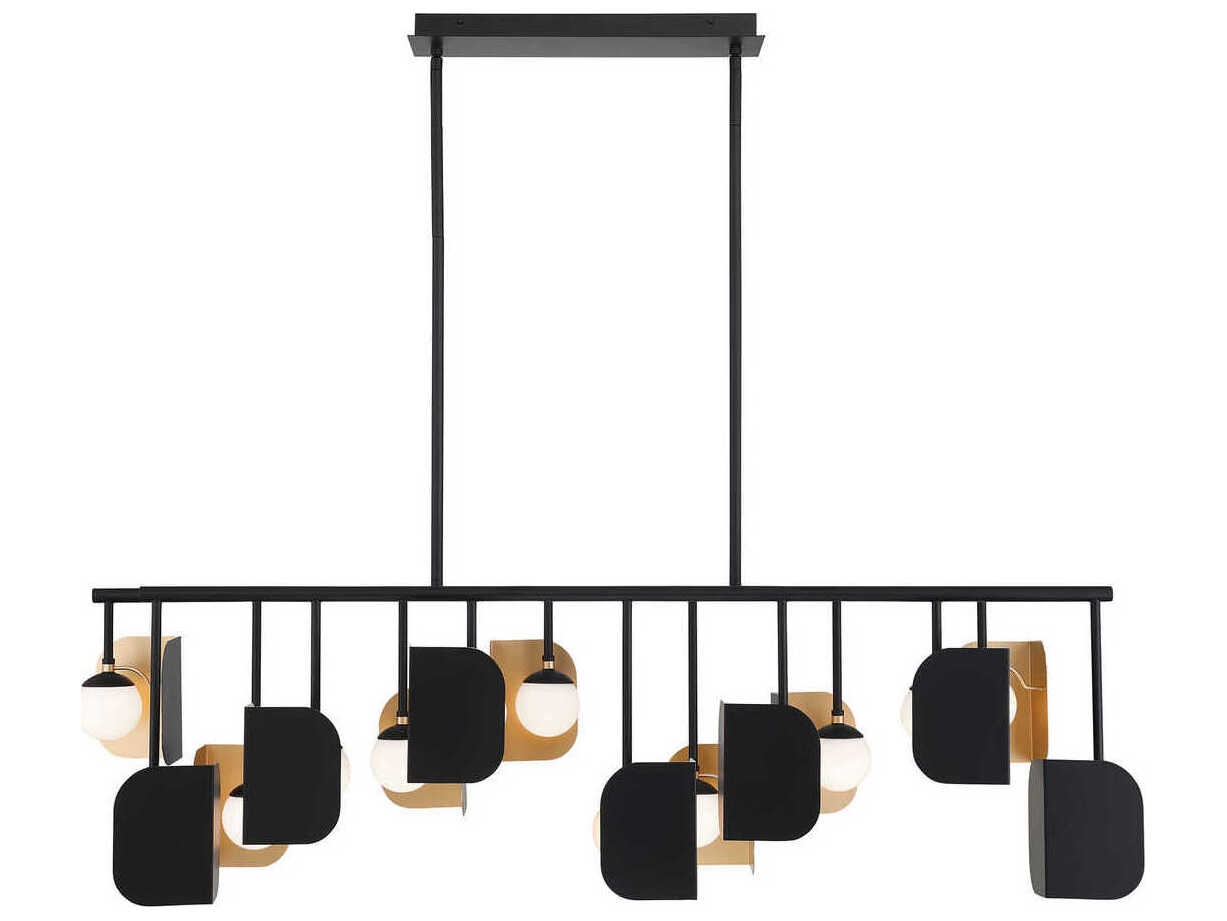 Eurofase Cornice 14-Light Gold Black Geometric Island Pendant