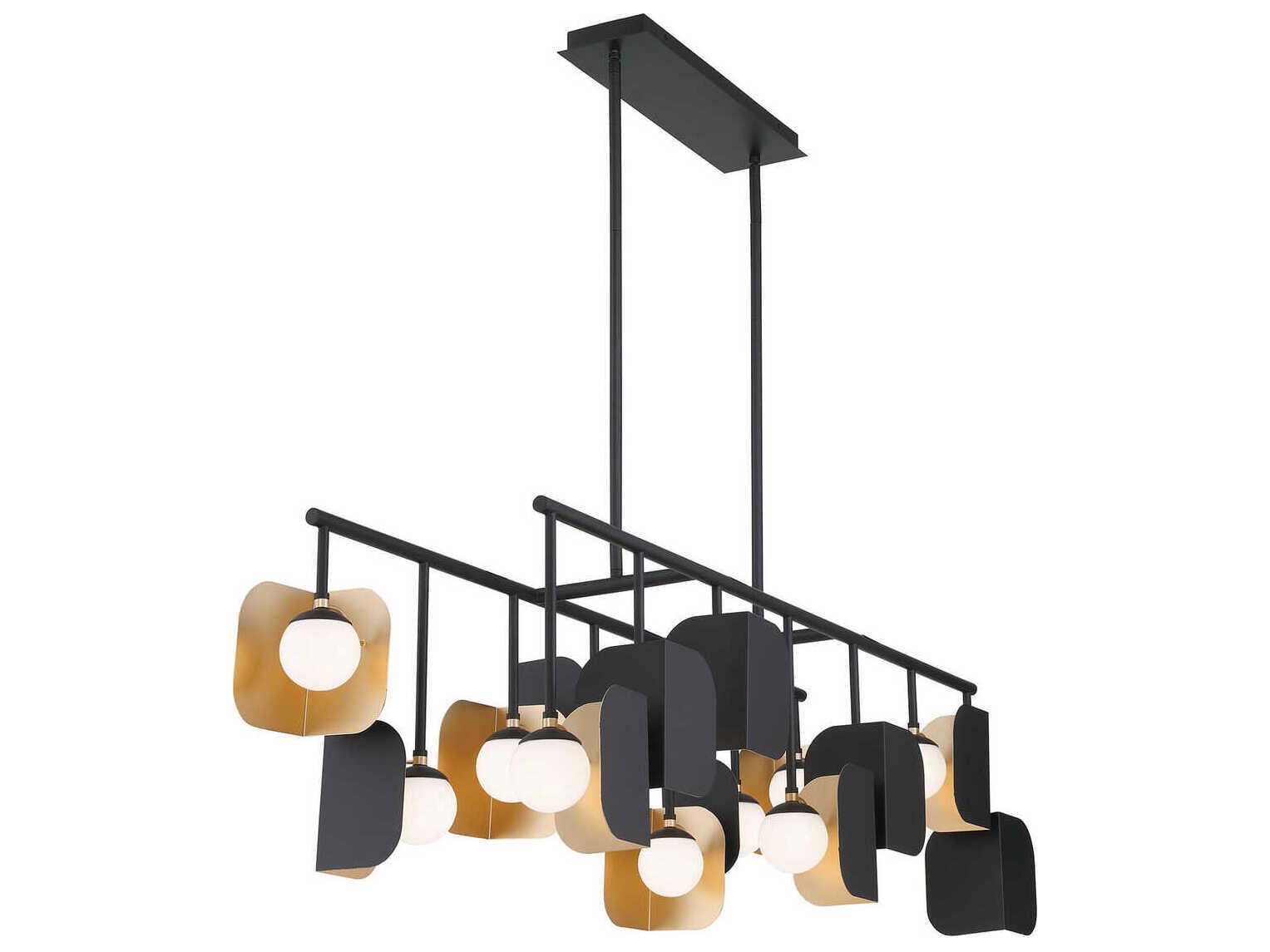 Eurofase Cornice 14-Light Gold Black Geometric Island Pendant