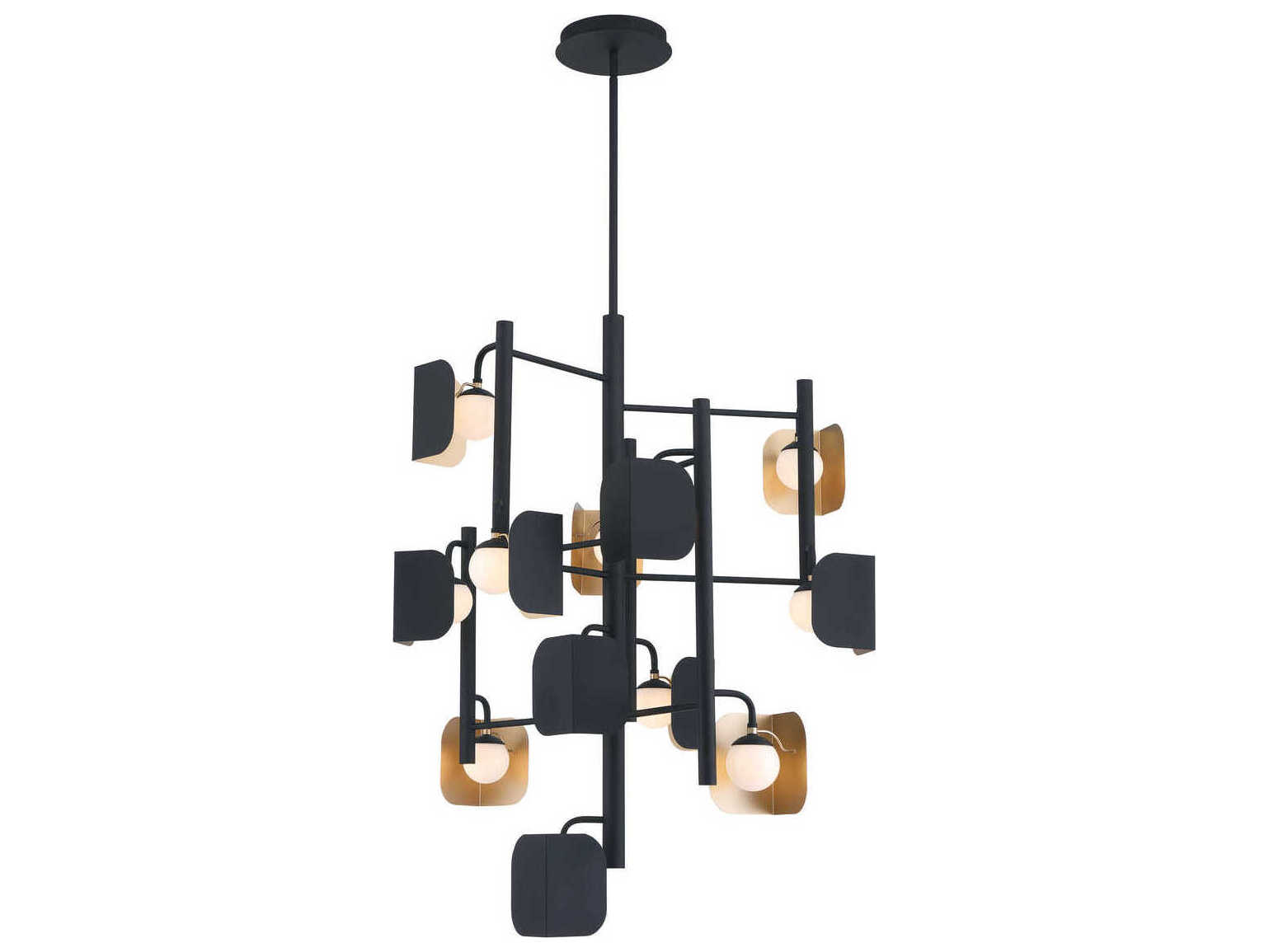 Eurofase Cornice 12-Light Gold Black Geometric Chandelier
