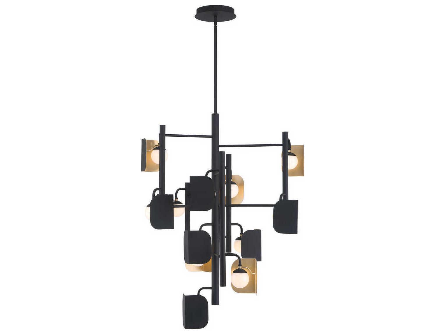 Eurofase Cornice 12-Light Gold Black Geometric Chandelier