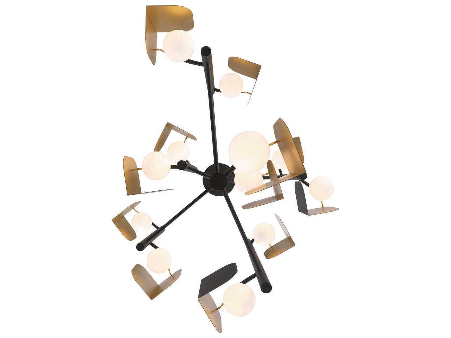 Eurofase Cornice 12-Light Gold Black Geometric Chandelier