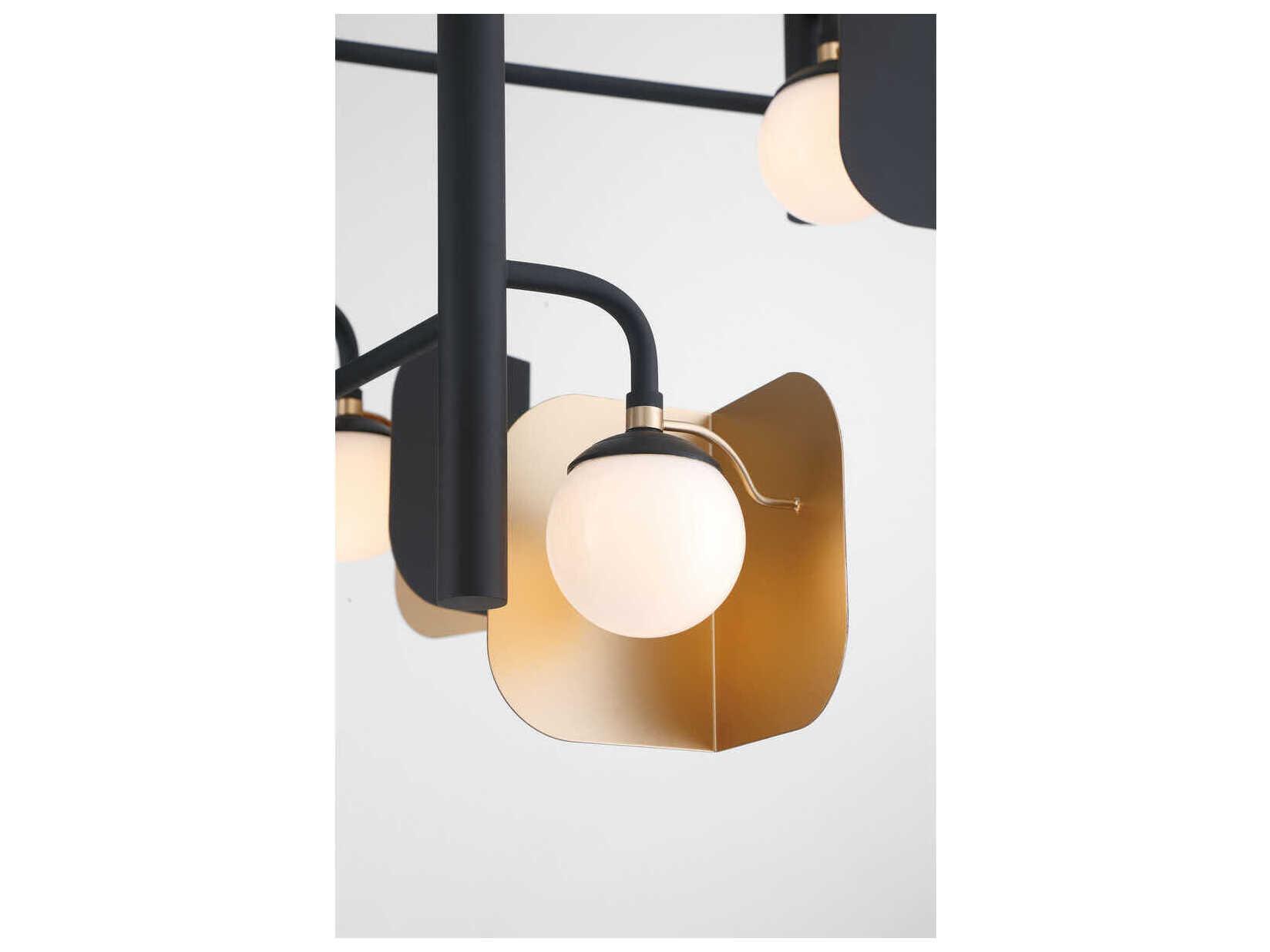 Eurofase Cornice 12-Light Gold Black Geometric Chandelier