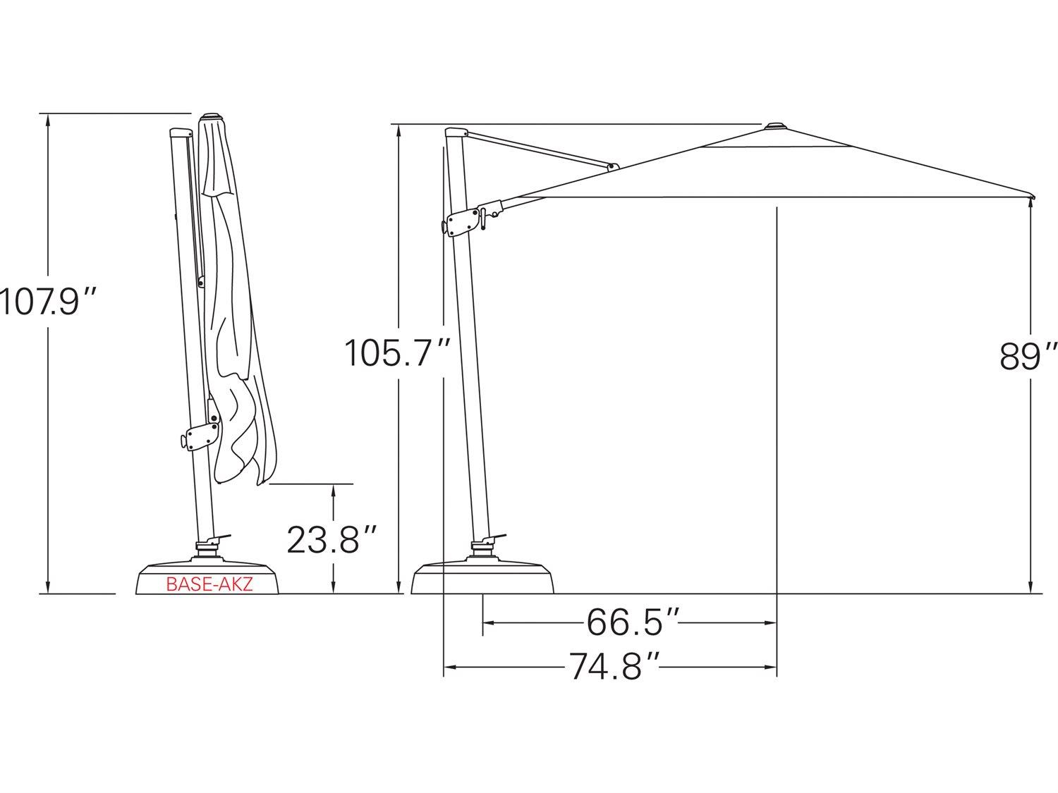 Treasure Garden Special Order Sunbrella 10 Foot AG25TSQR Square Cantilever Patio Umbrella