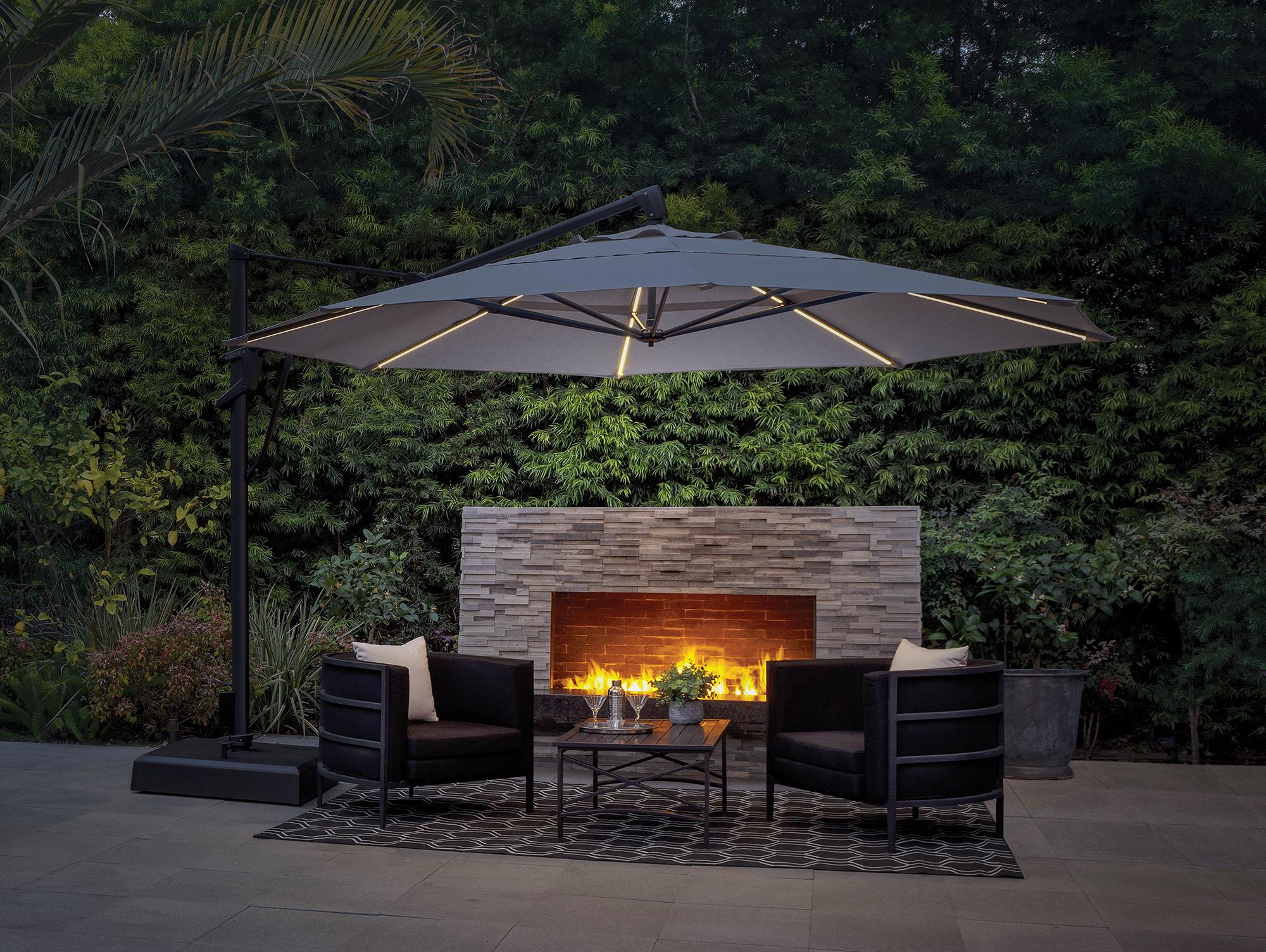 Treasure Garden Special Order Sunbrella Cantilever 13 Foot AKZPLX Plus Starlux Octagon Crank Lift Tilt and Lock Patio Umbrella