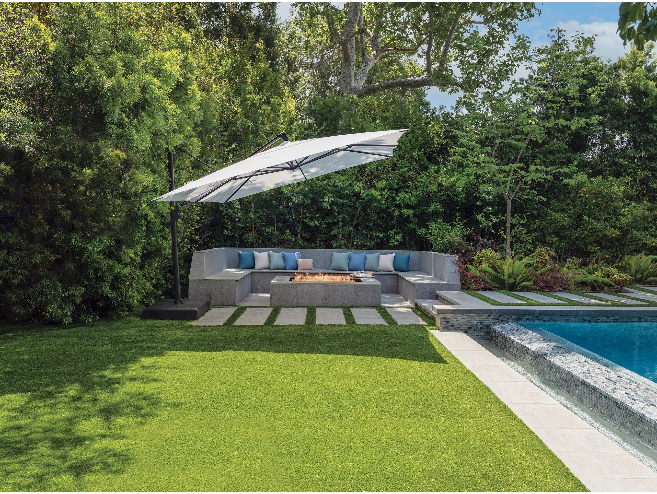 Treasure Garden Cantilever AKZPSQ11 Aluminum 11.5 Foot Square Crank Lift Tilt and Lock Outdoor Patio Umbrella