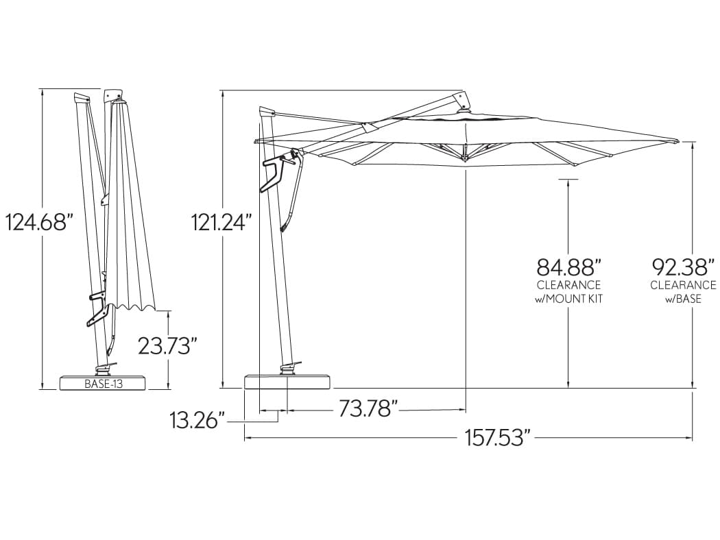 Treasure Garden NonStock Cantilever AKZPSQ11 Aluminum 11.5 Foot Square Crank Lift Tilt and Lock Patio Umbrella