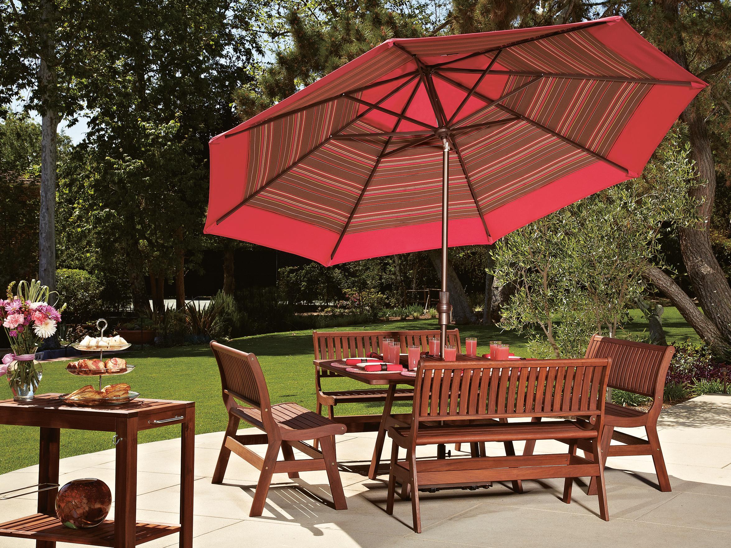 Treasure Garden Market Aluminum 11 Foot Octagon Collar Tilt Crank Lift Outdoor Umbrella