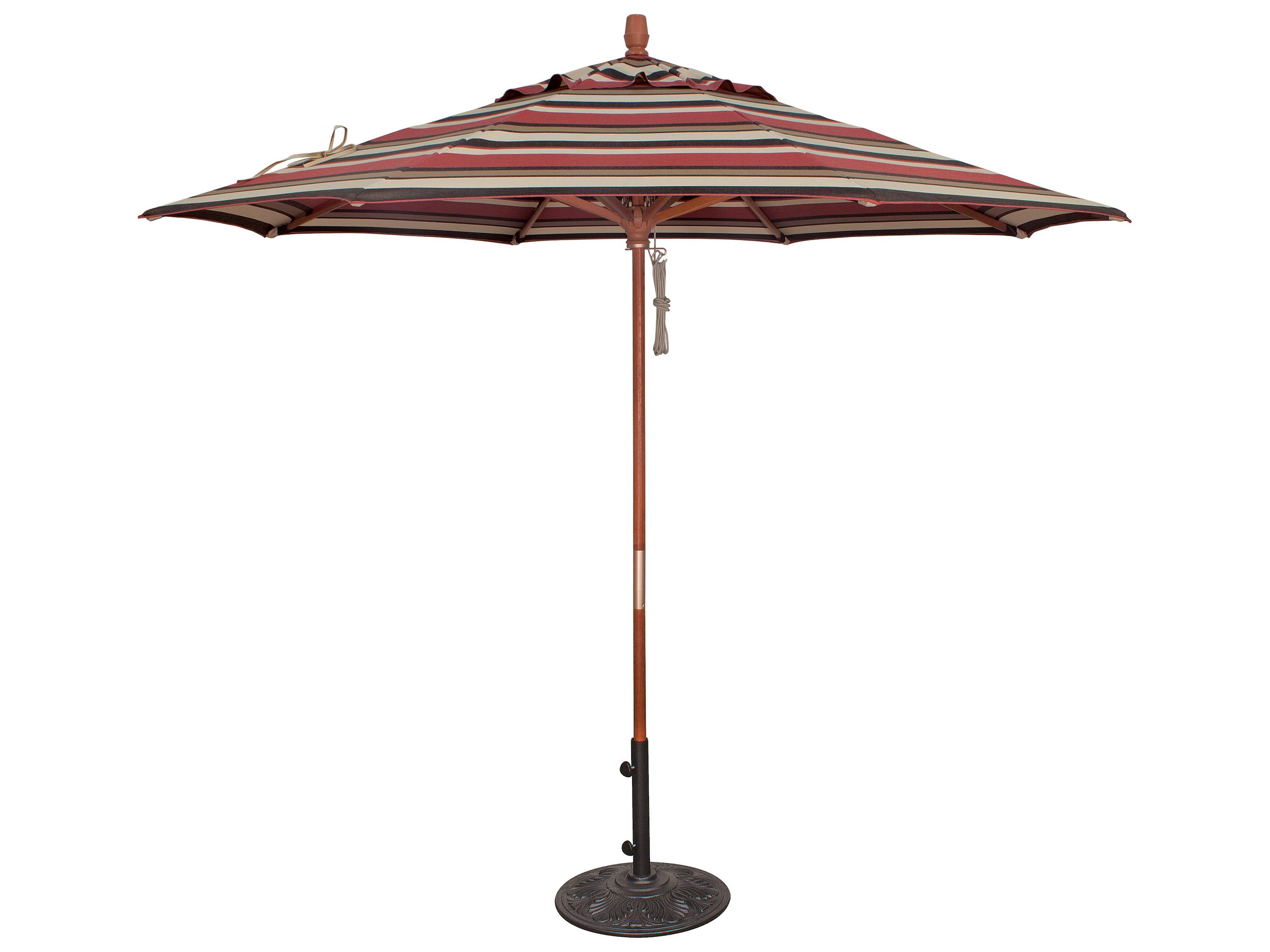 Treasure Garden Special Order Sunbrella Market Wood 9 Foot Octagon Pully Lift Outdoor Patio Umbrella