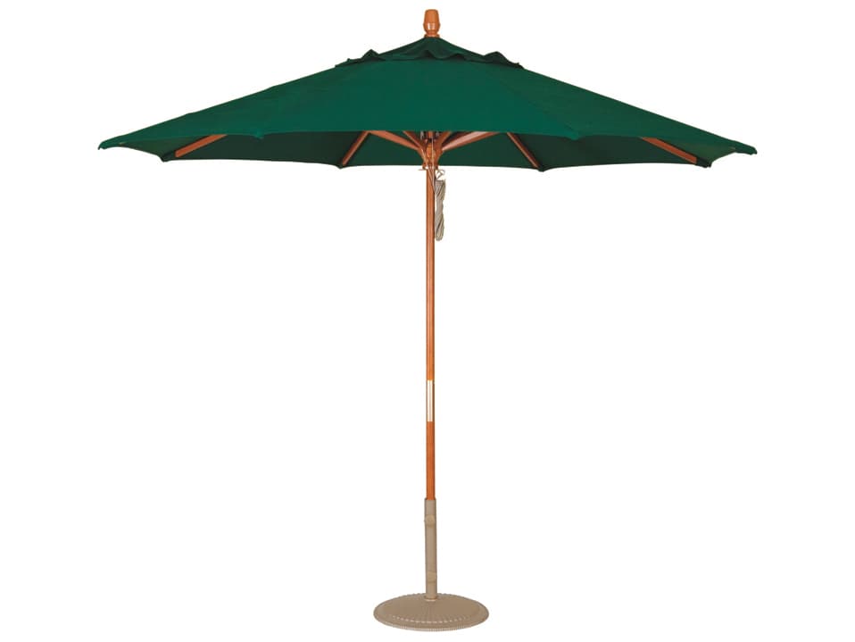 Treasure Garden Special Order Sunbrella Market Wood 9 Foot Octagon Pully Lift Outdoor Patio Umbrella