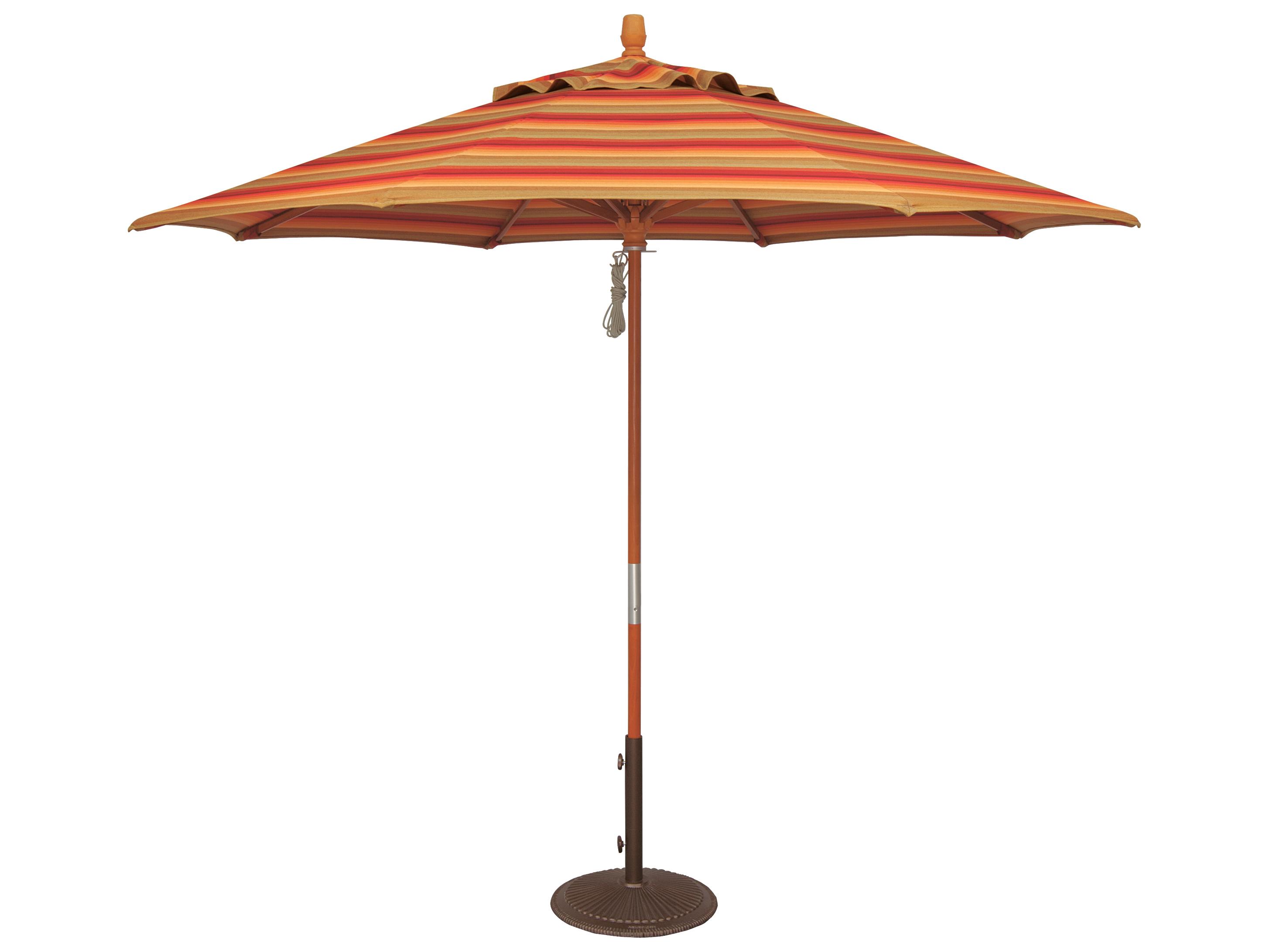 Treasure Garden Special Order Sunbrella Market Wood 9 Foot Octagon Pully Lift Outdoor Patio Umbrella