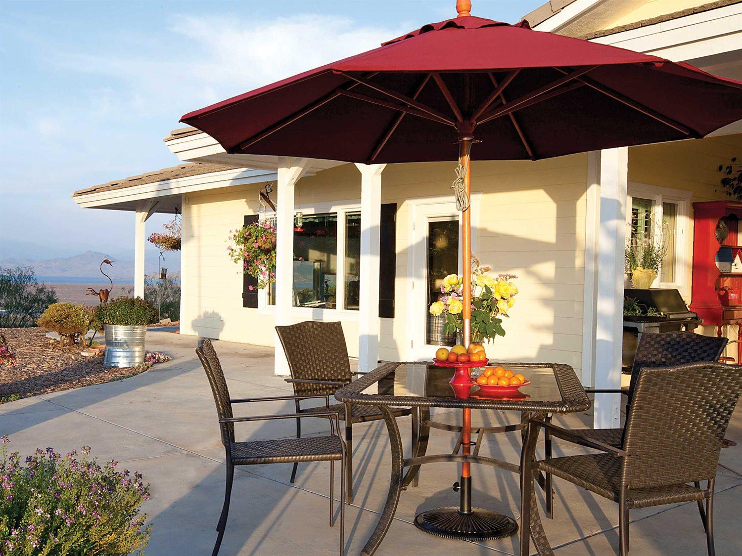 Treasure Garden Quick Ship Market Wood 9 Foot Octagon Pully Lift Patio Umbrella