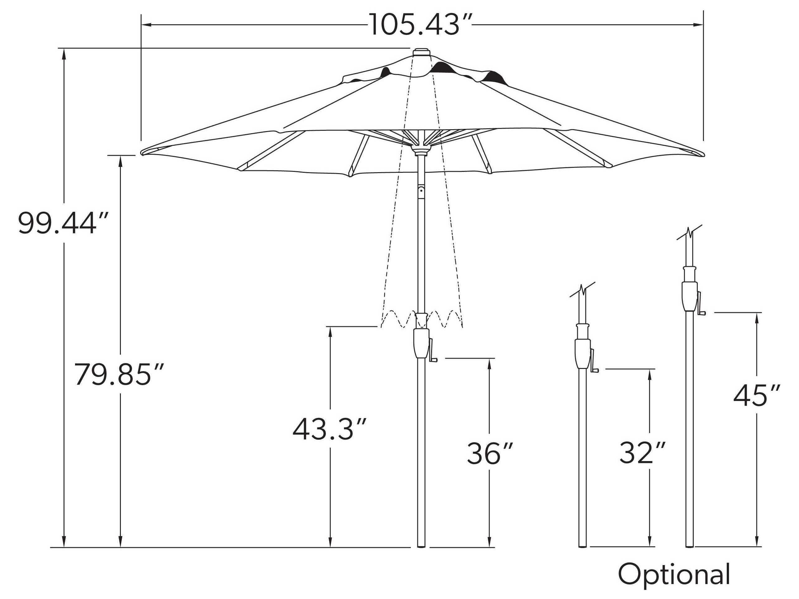Treasure Garden Glide Tilt 9 Foot Octagon Outdoor Patio Umbrella