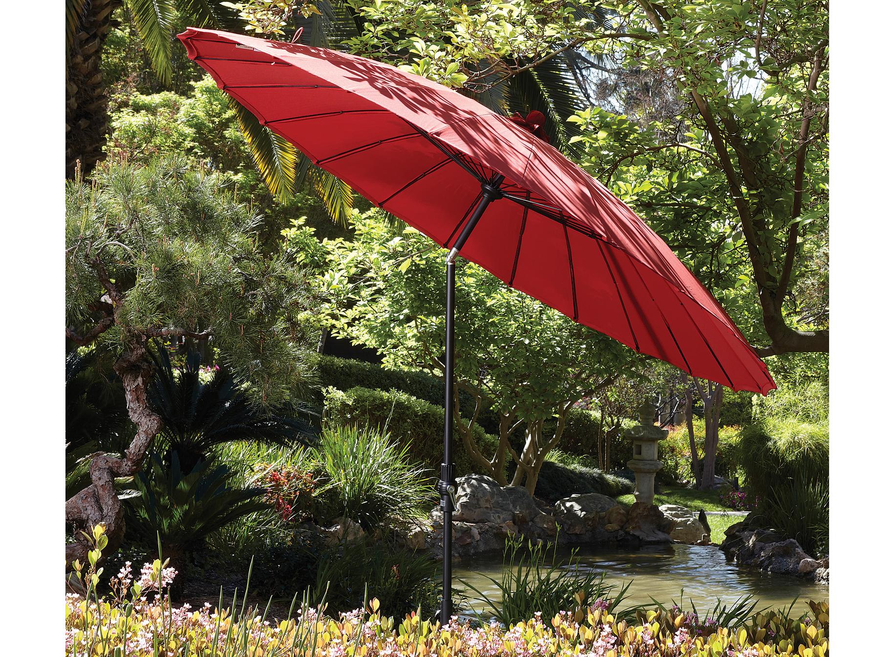 Treasure Garden 10 Foot Shanghai Aluminum Round Collar Tilt Crank Lift Outdoor Patio Umbrella
