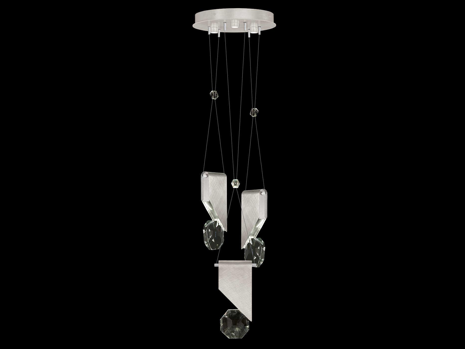 Fine Art Handcrafted Lighting Aria 3-Light Silver Geometric Pendant