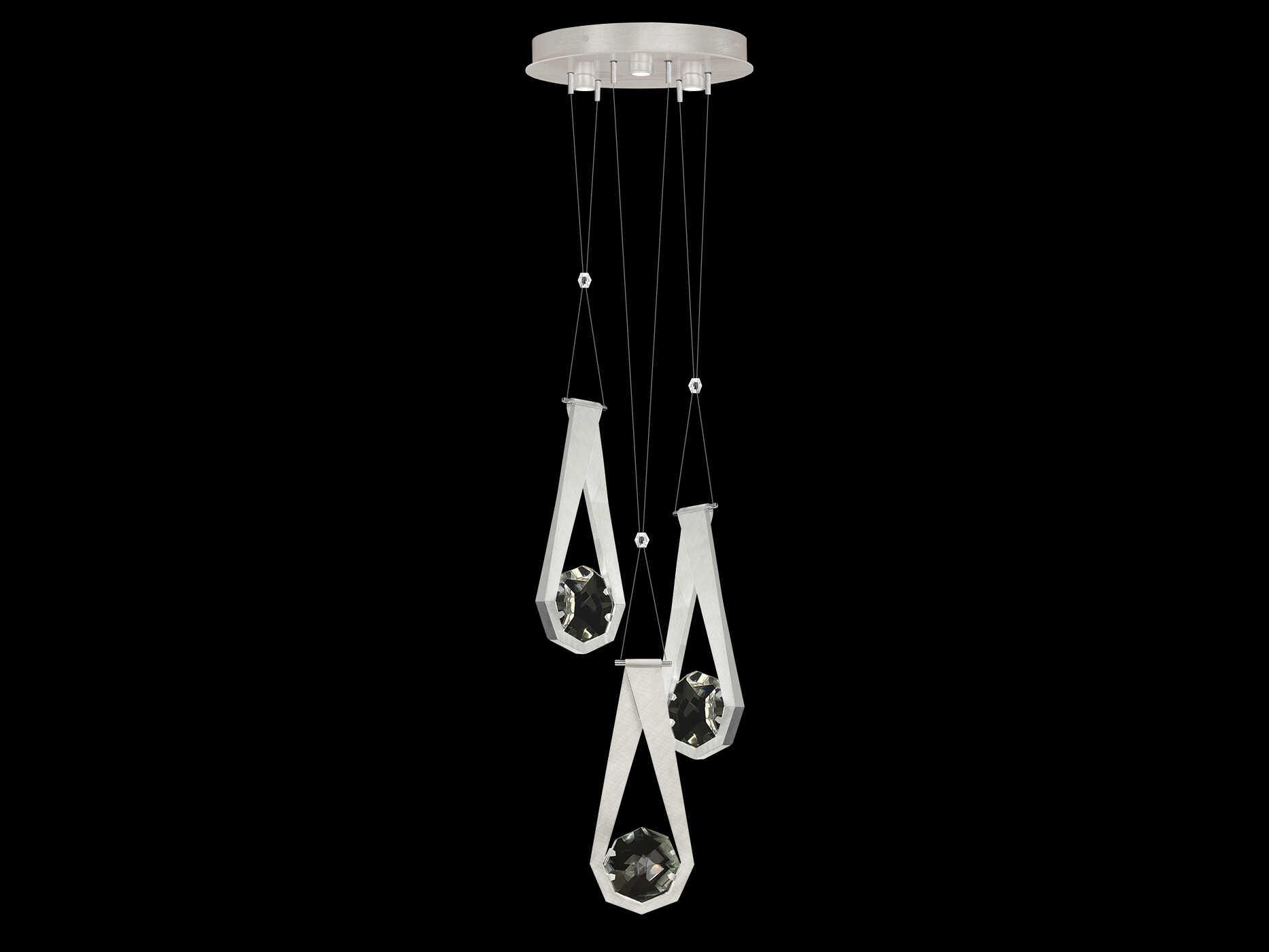 Fine Art Handcrafted Lighting Aria 3-Light Silver Geometric Pendant