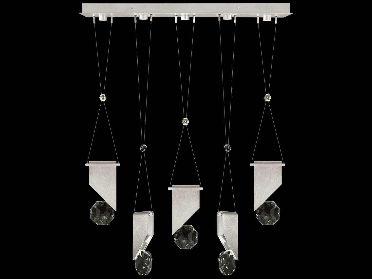 Fine Art Handcrafted Lighting Aria 5-Light Silver Geometric Island Pendant