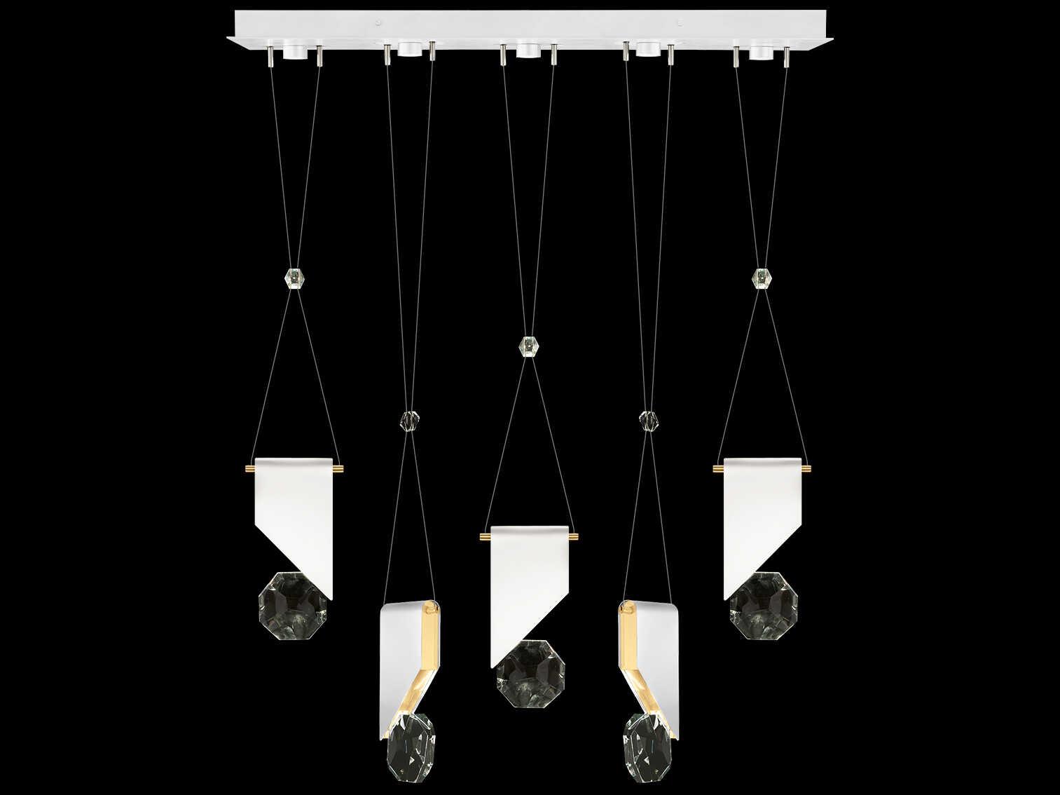 Fine Art Handcrafted Lighting Aria 5-Light Silver Geometric Island Pendant