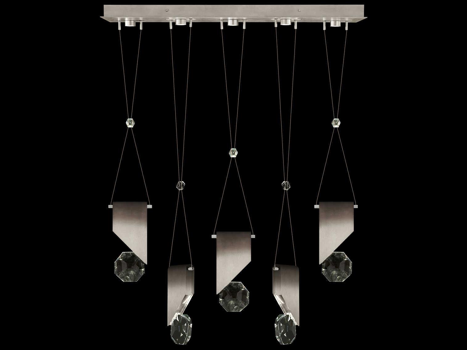 Fine Art Handcrafted Lighting Aria 5-Light Silver Geometric Island Pendant