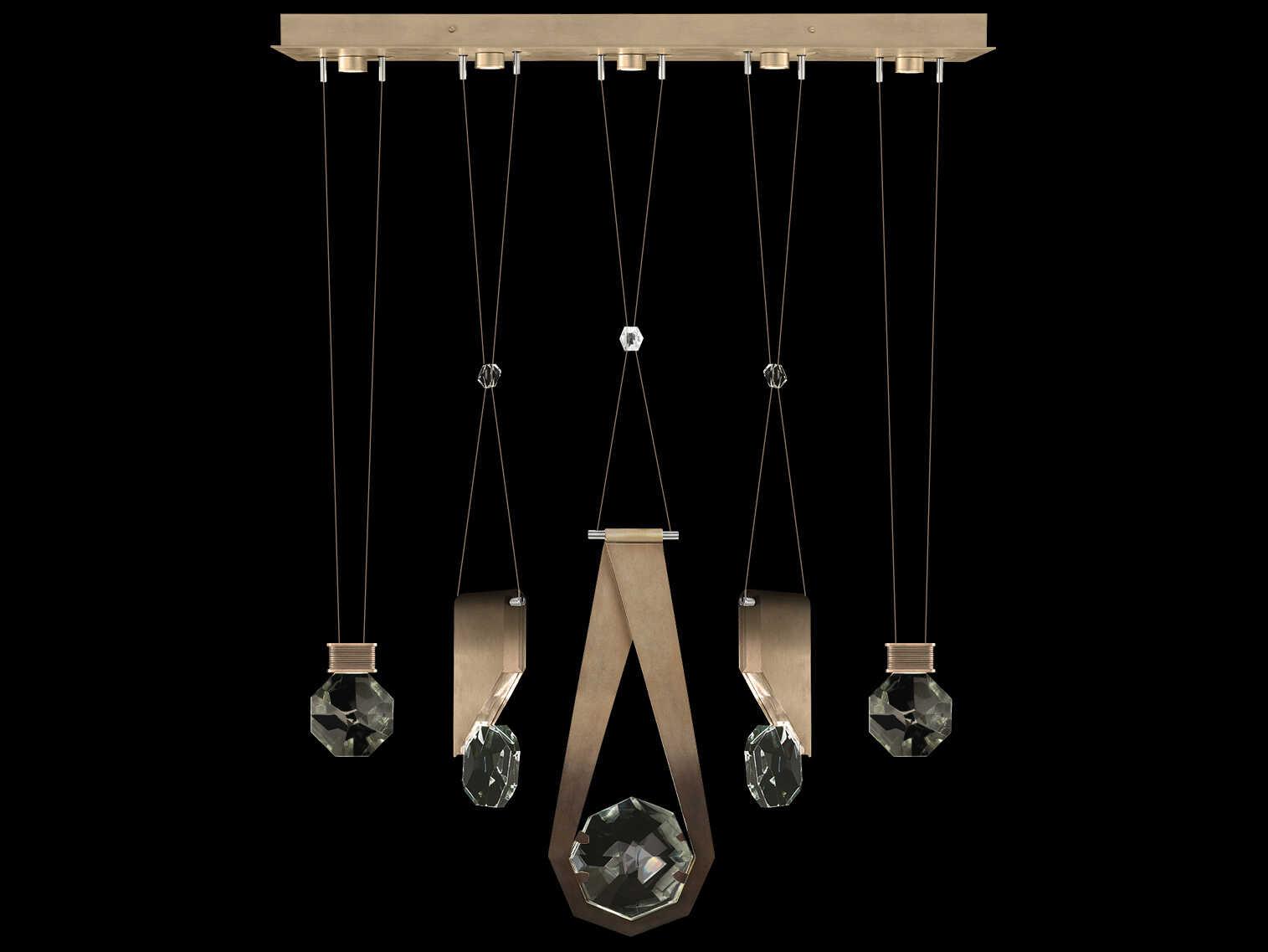 Fine Art Handcrafted Lighting Aria 5-Light Silver Geometric Island Pendant