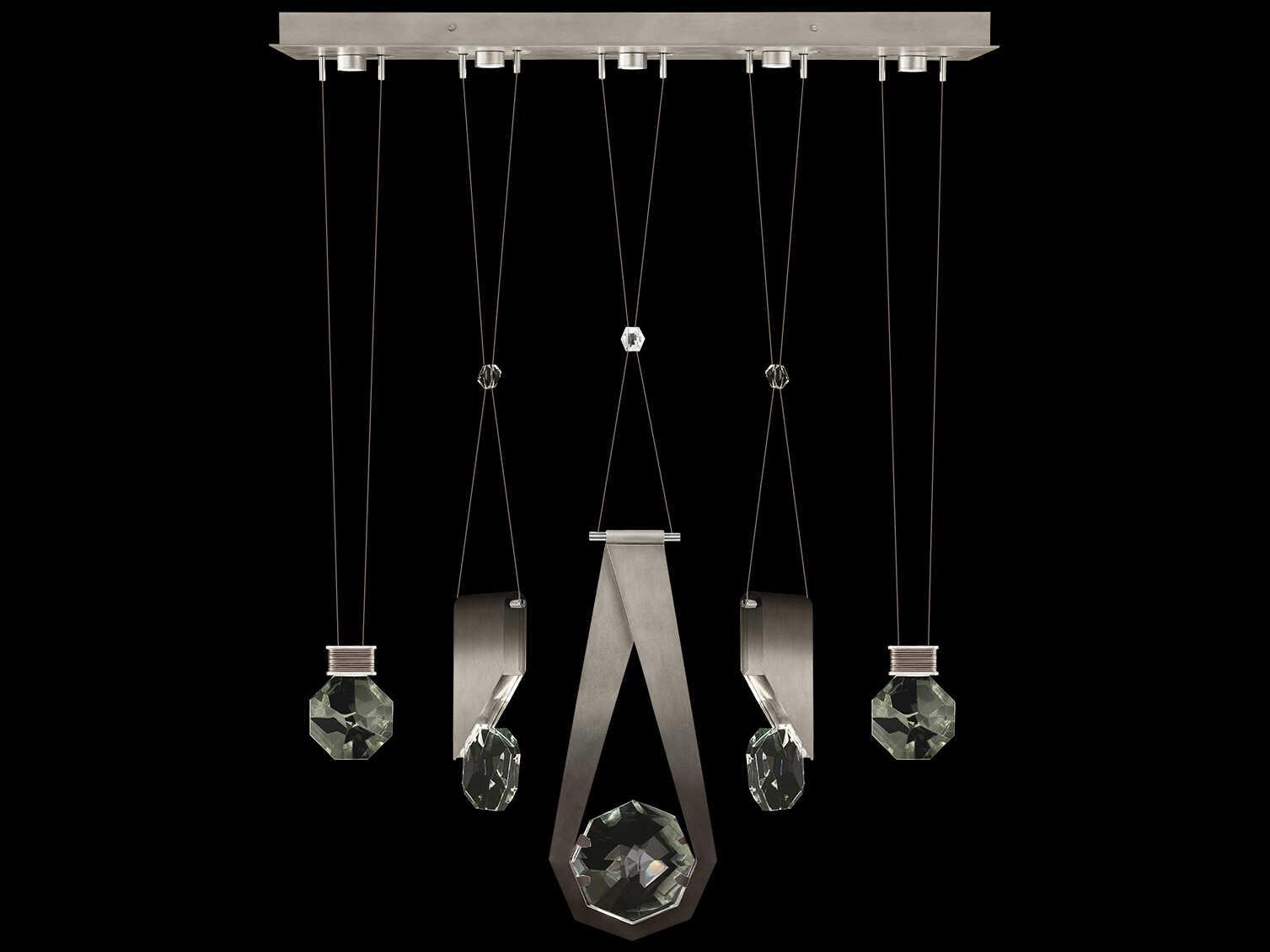 Fine Art Handcrafted Lighting Aria 5-Light Silver Geometric Island Pendant