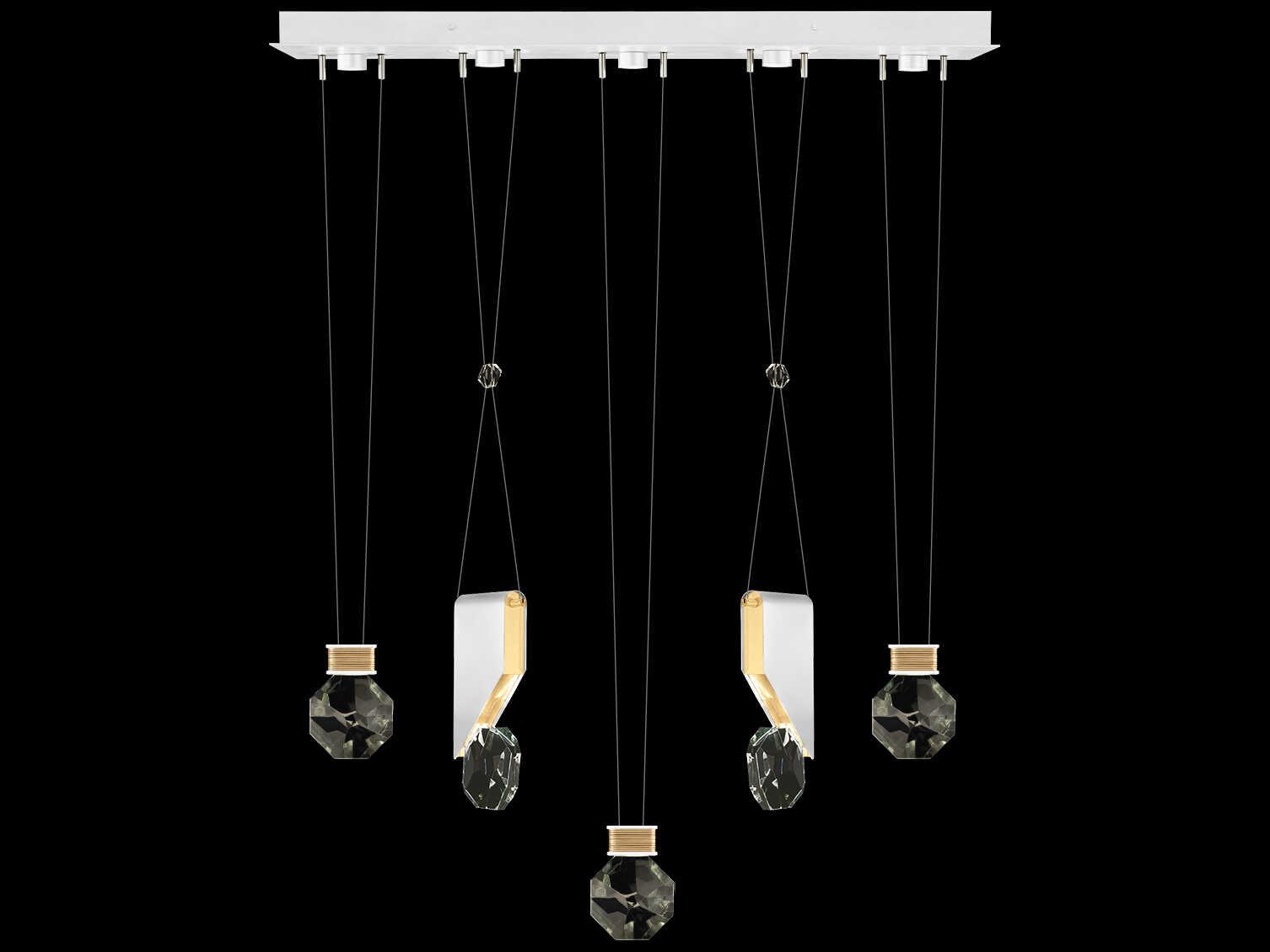 Fine Art Handcrafted Lighting Aria 5-Light Silver Geometric Island Pendant