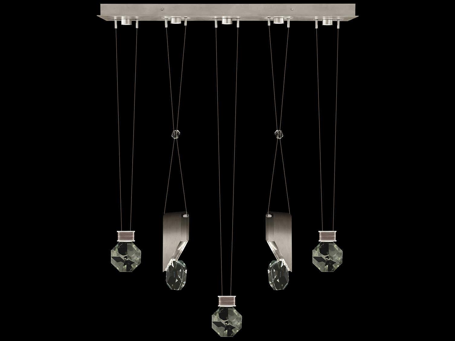 Fine Art Handcrafted Lighting Aria 5-Light Silver Geometric Island Pendant