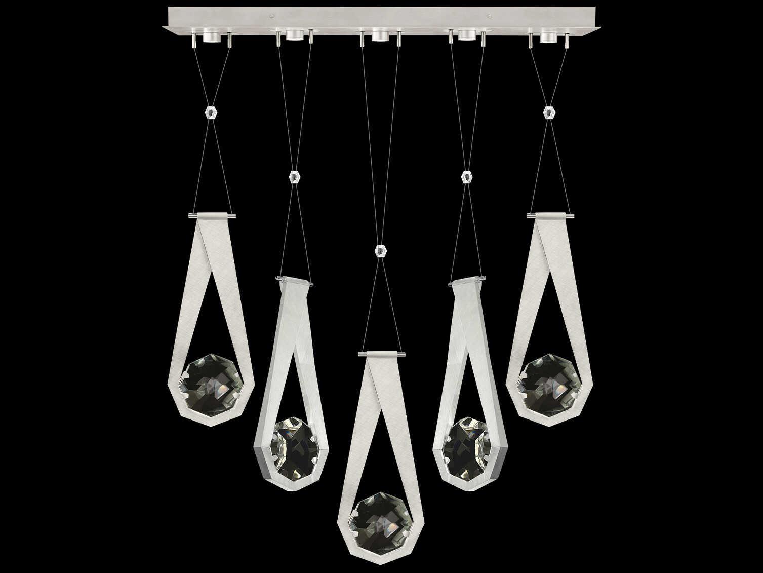 Fine Art Handcrafted Lighting Aria 5-Light Silver Geometric Island Pendant
